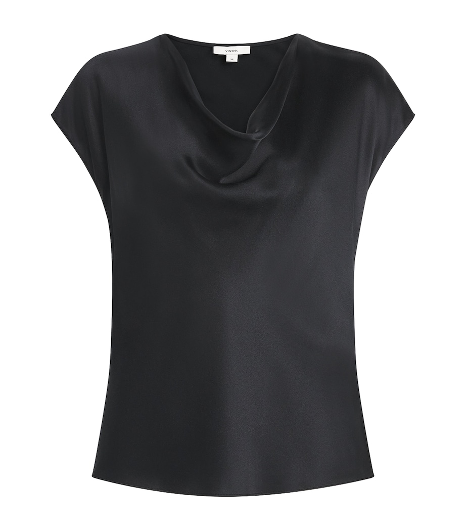 Silk Cowl-Neck Blouse 001BLK Image 1