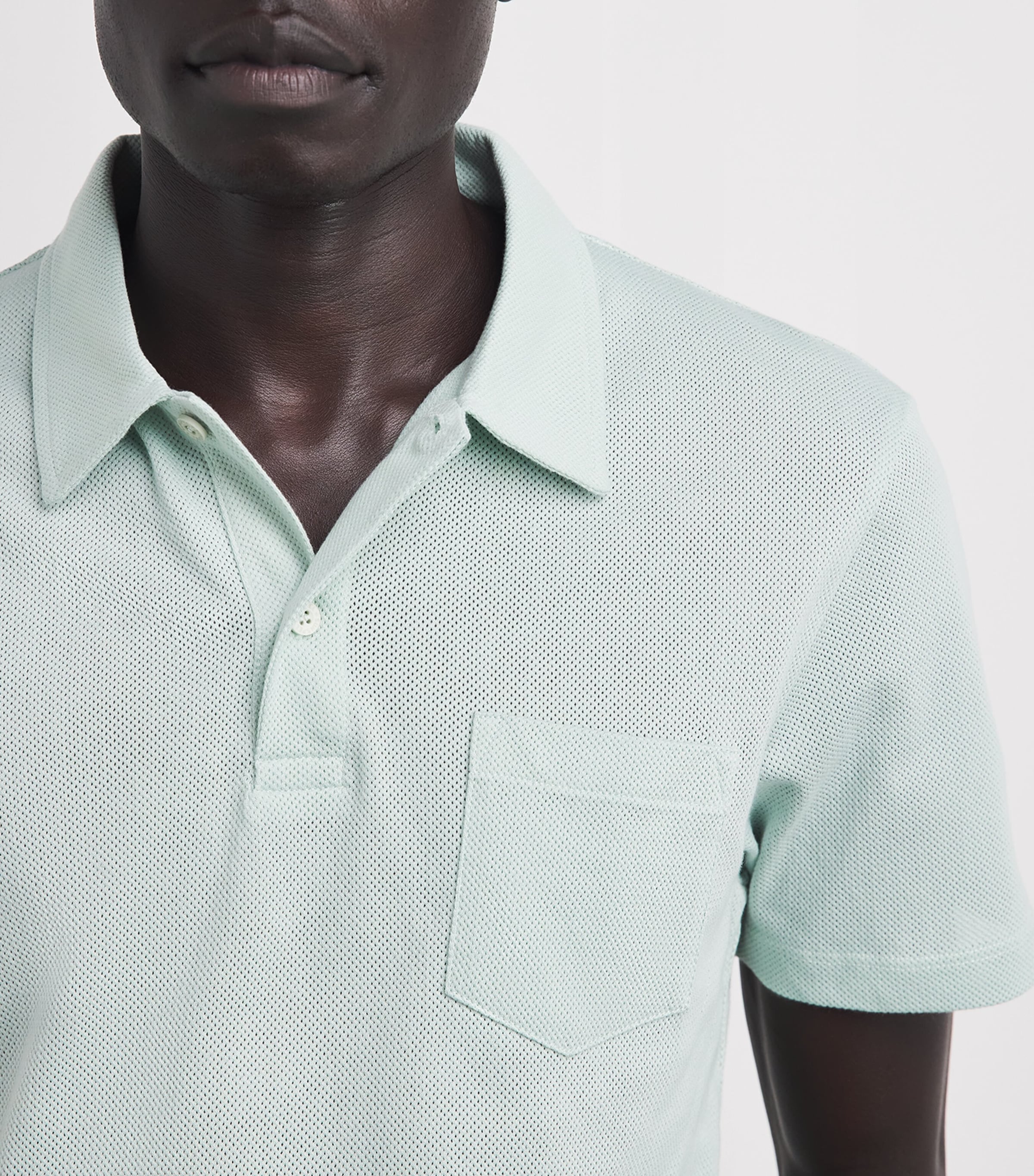 Sunspel Mens Supima Cotton Riviera Polo Shirt Gnjb Laurel Image 3