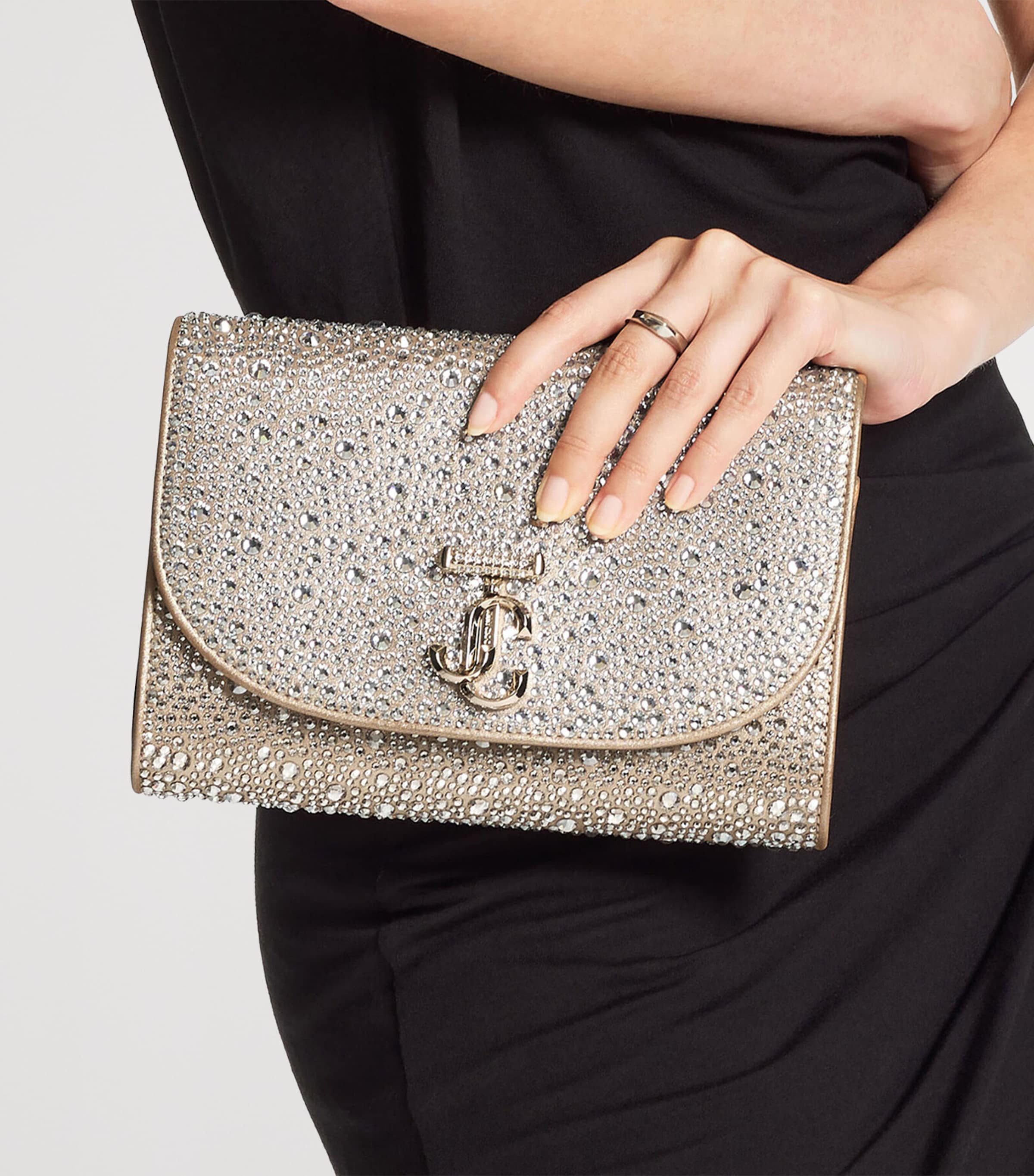 Jimmy Choo Crystal-Embellished Curve Clutch Bag Gold/crystal/shiny G Image 2