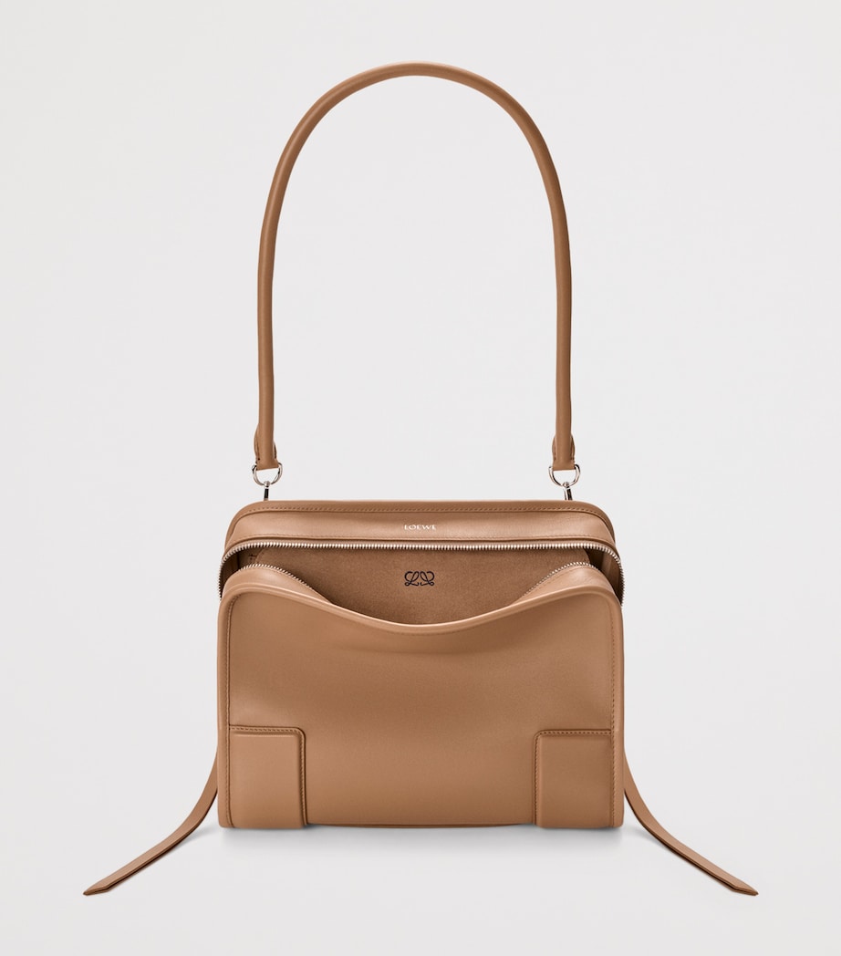 LOEWE Womens Medium Leather Amazona 180 Top-Handle Bag Mocha Image 5