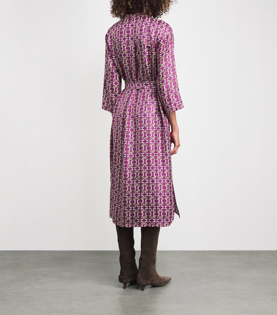 Silk Printed Midi Caftan Dress PLUM Image 4