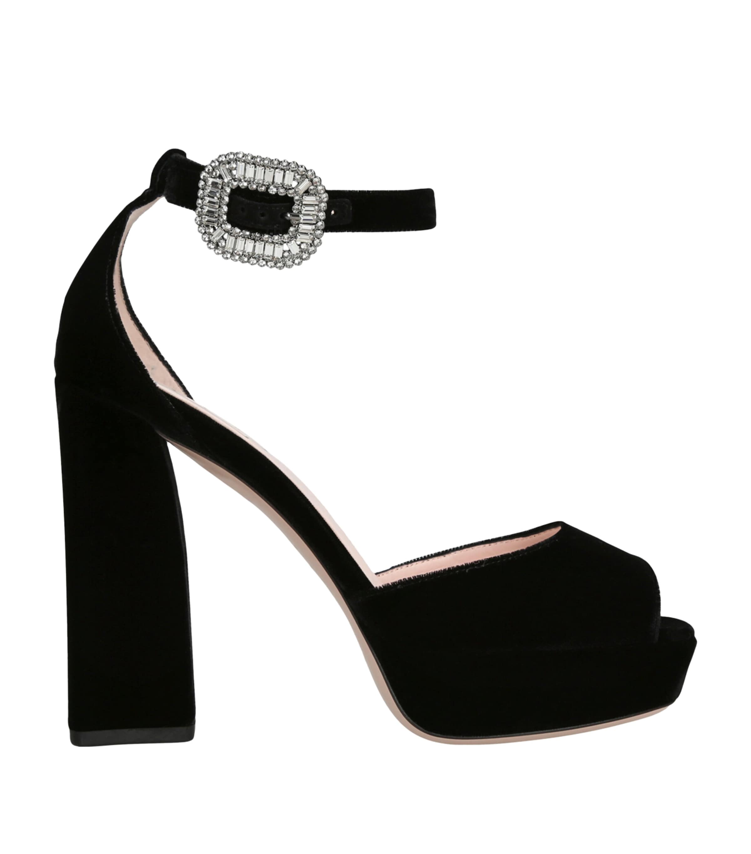 Roger Vivier Velvet Platform Sandals 120 In Black
