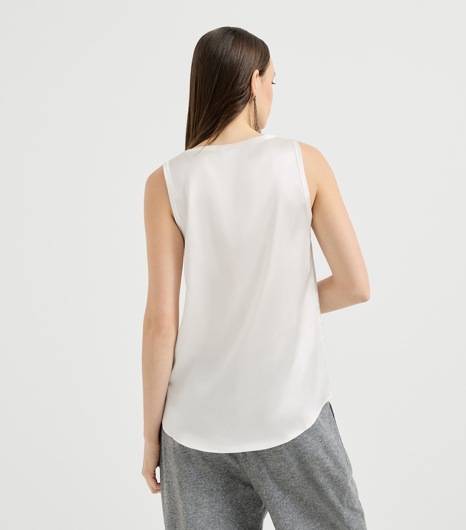 Brunello Cucinelli Womens Stretch-Silk Satin Tank Top Image 5