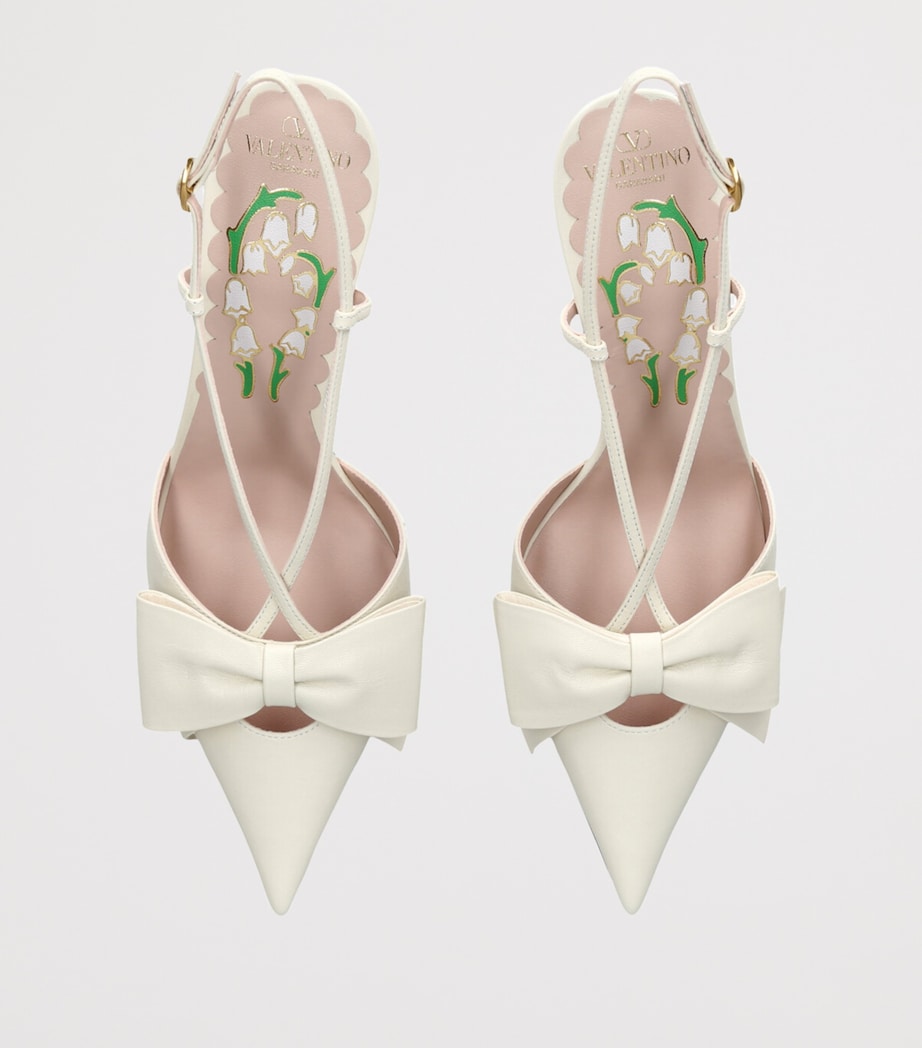 Leather Bow-Detail Bowow Pumps 85 BONE Image 4