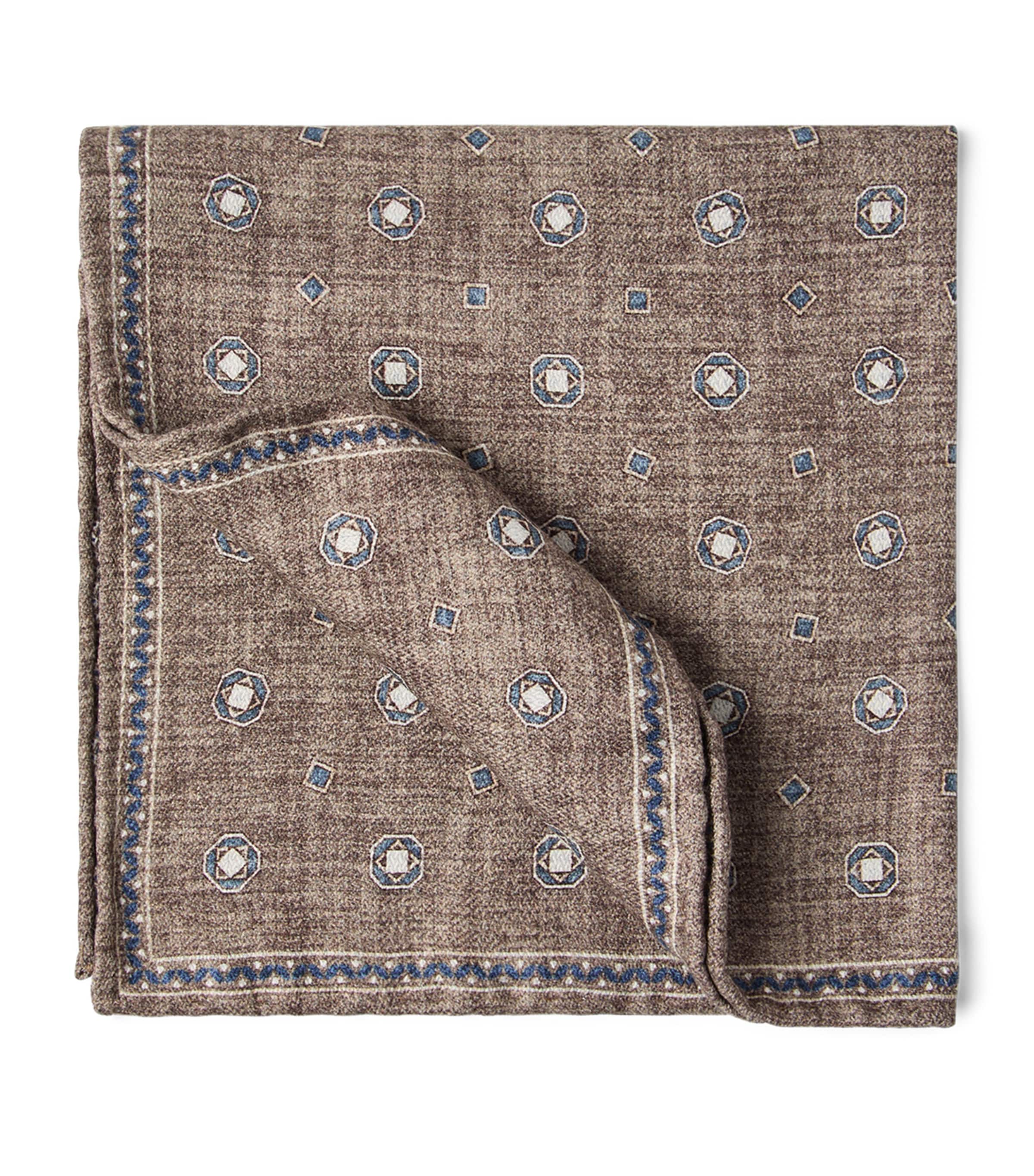 Brunello Cucinelli Graphic-print Silk Pocket Square In Brown