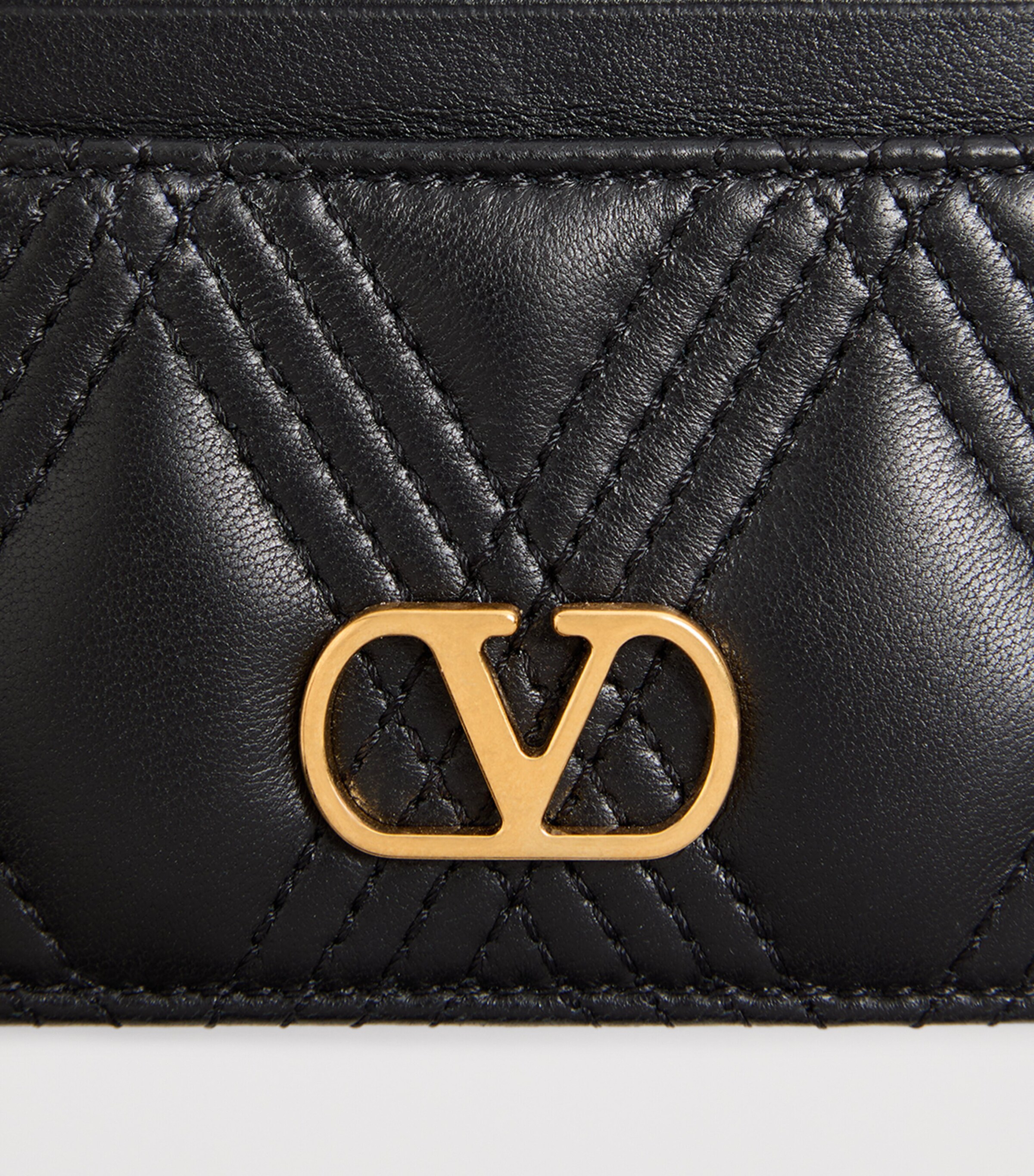 Valentino Garavani Black Leather Quiltie 67 Card Holder | Harrods US