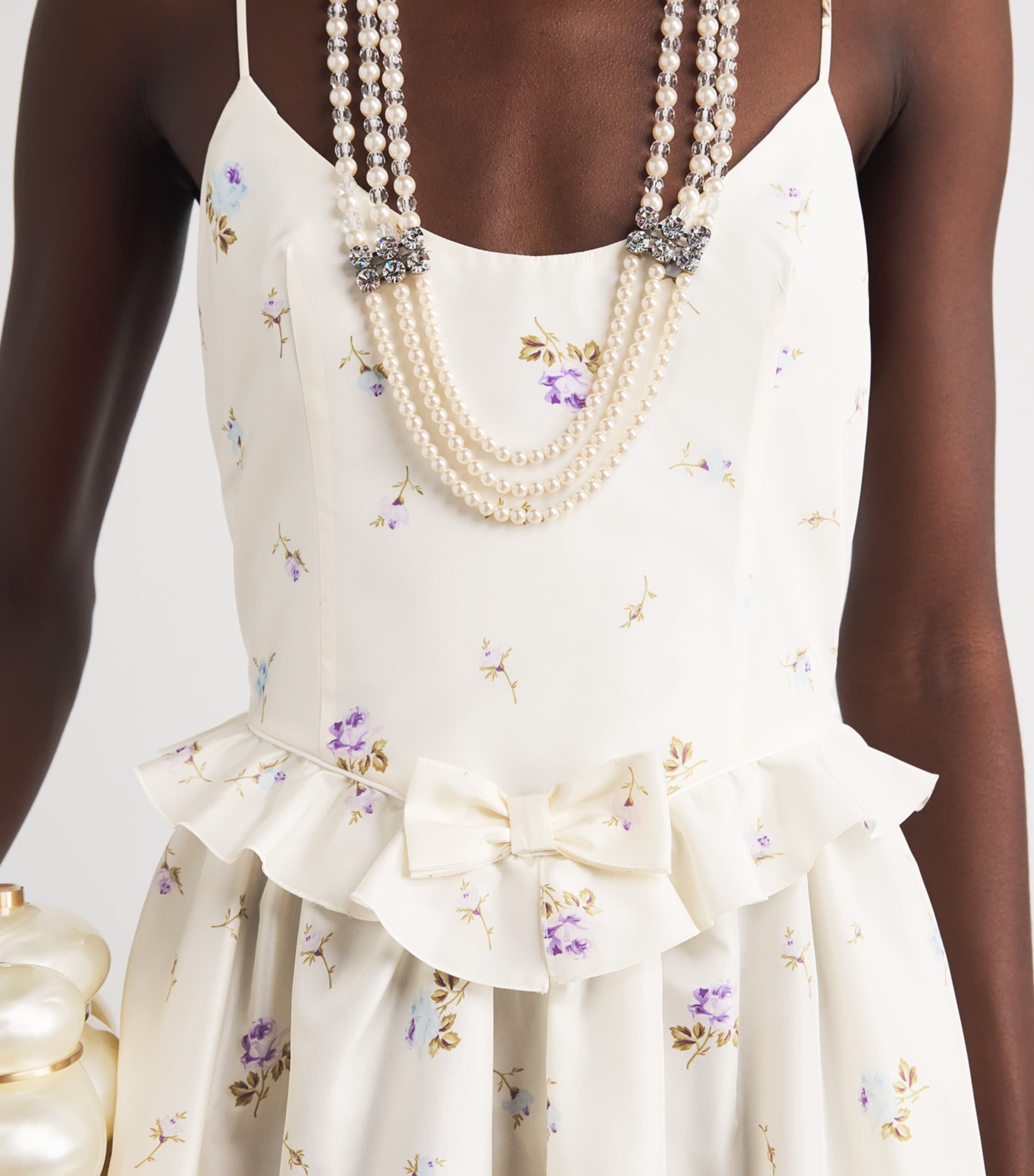 Alessandra Rich Womens Silk Floral Midi Dress White Multi Image 3