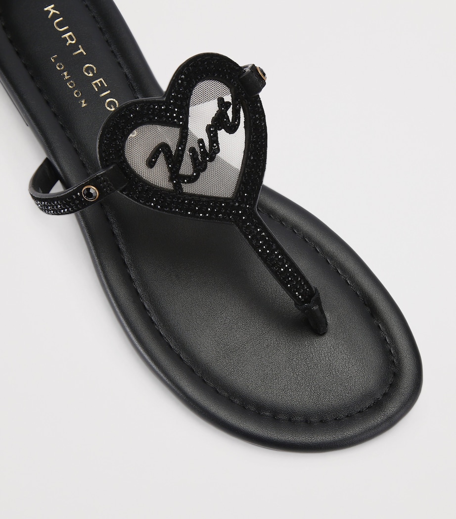 Kurt Geiger London Leather Heart T-Bar Sandals Black Image 2
