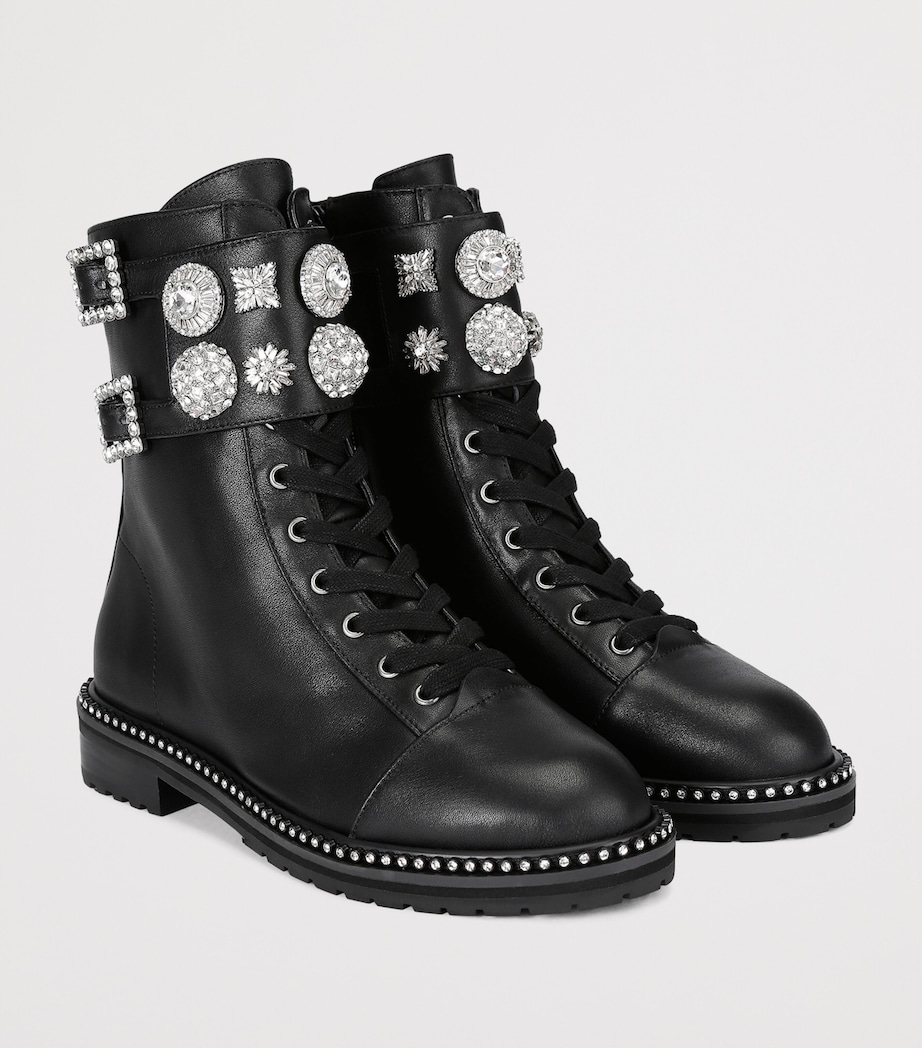 Leather Stoop Lace-Up Boots BLACK Image 3