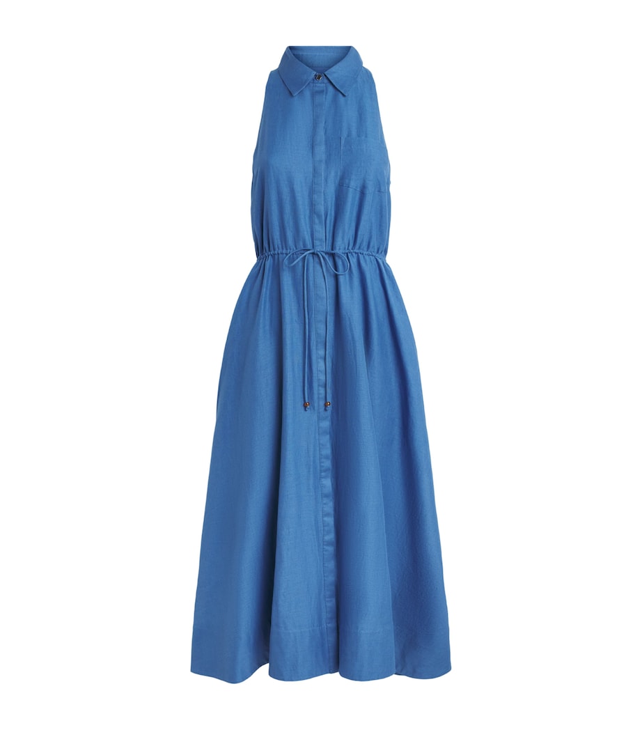 Toccin Womens Linen-Cotton Tiana Sleeveless Shirt Dress Ocean Image 1