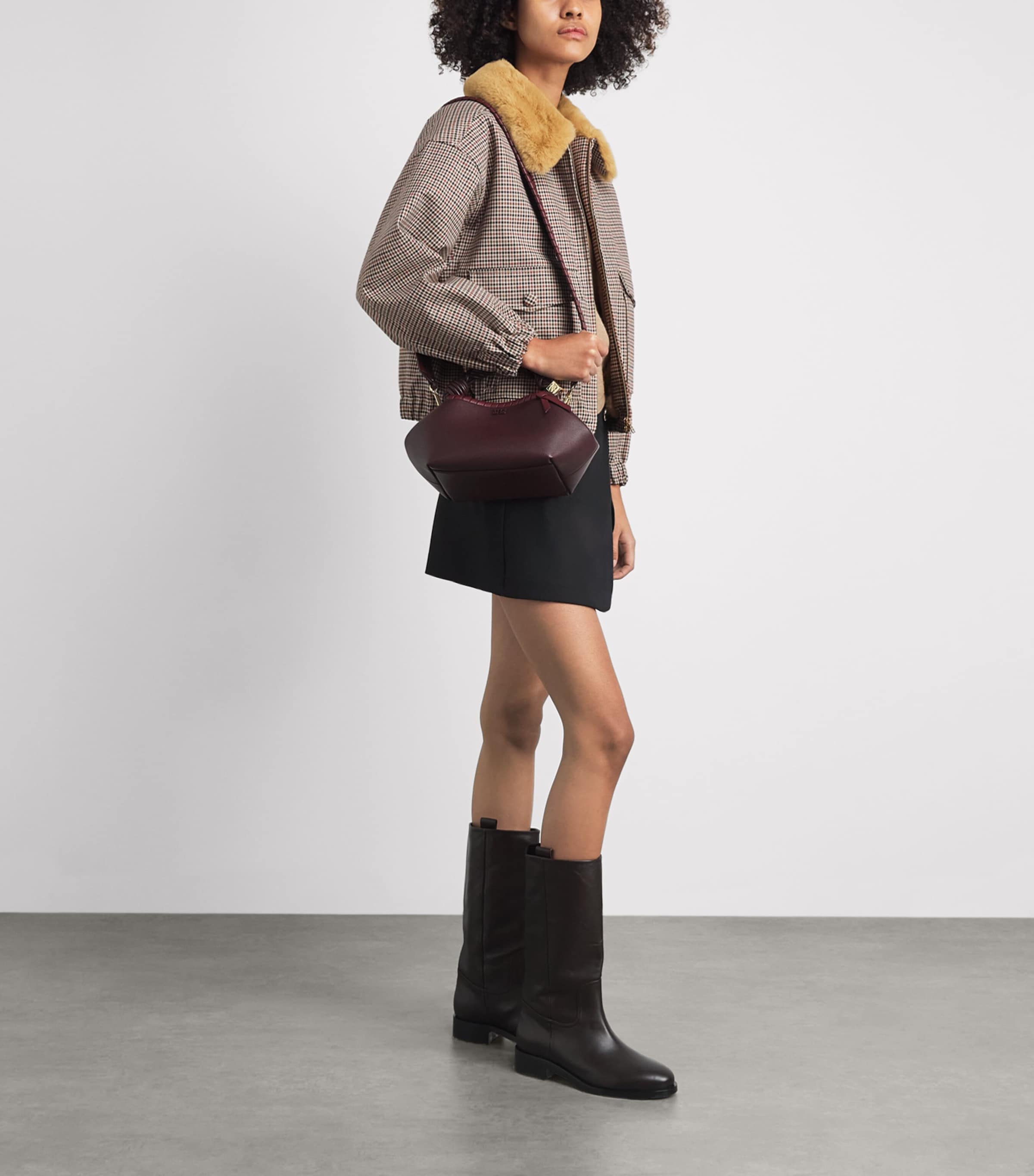 Sandro Paris Womens Faux-Fur-Lined Bomber Jacket Brown Image 2