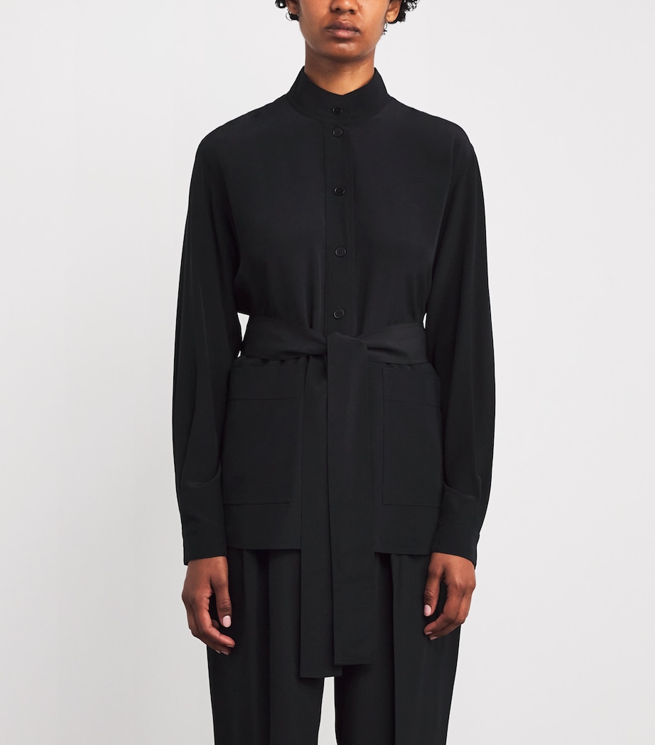 Crepe de Soie Silk Lamy Blouse BLACK Image 3