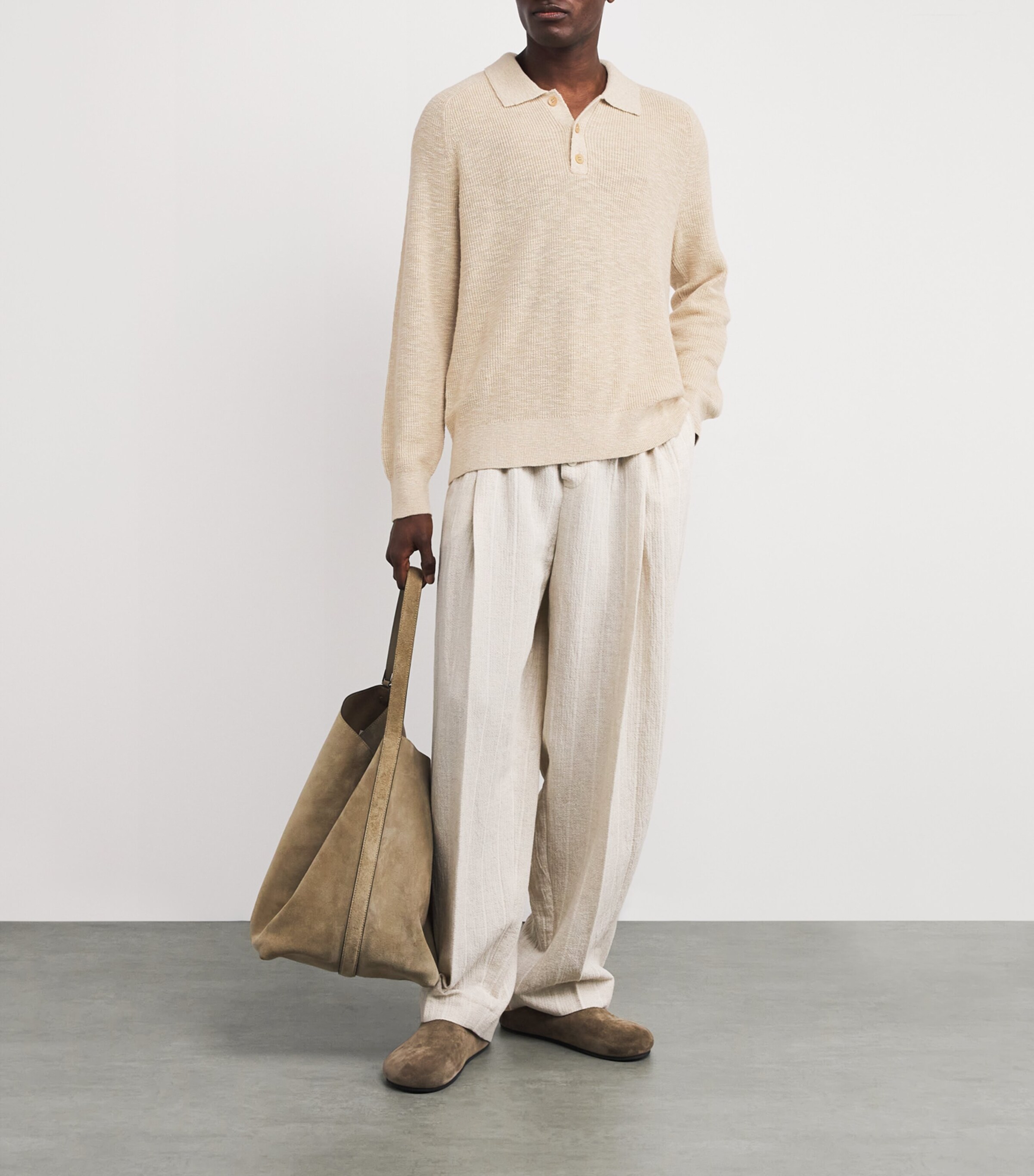 PAIGE Mens Cotton-Linen Polo Sweater Joshua Tree Image 2