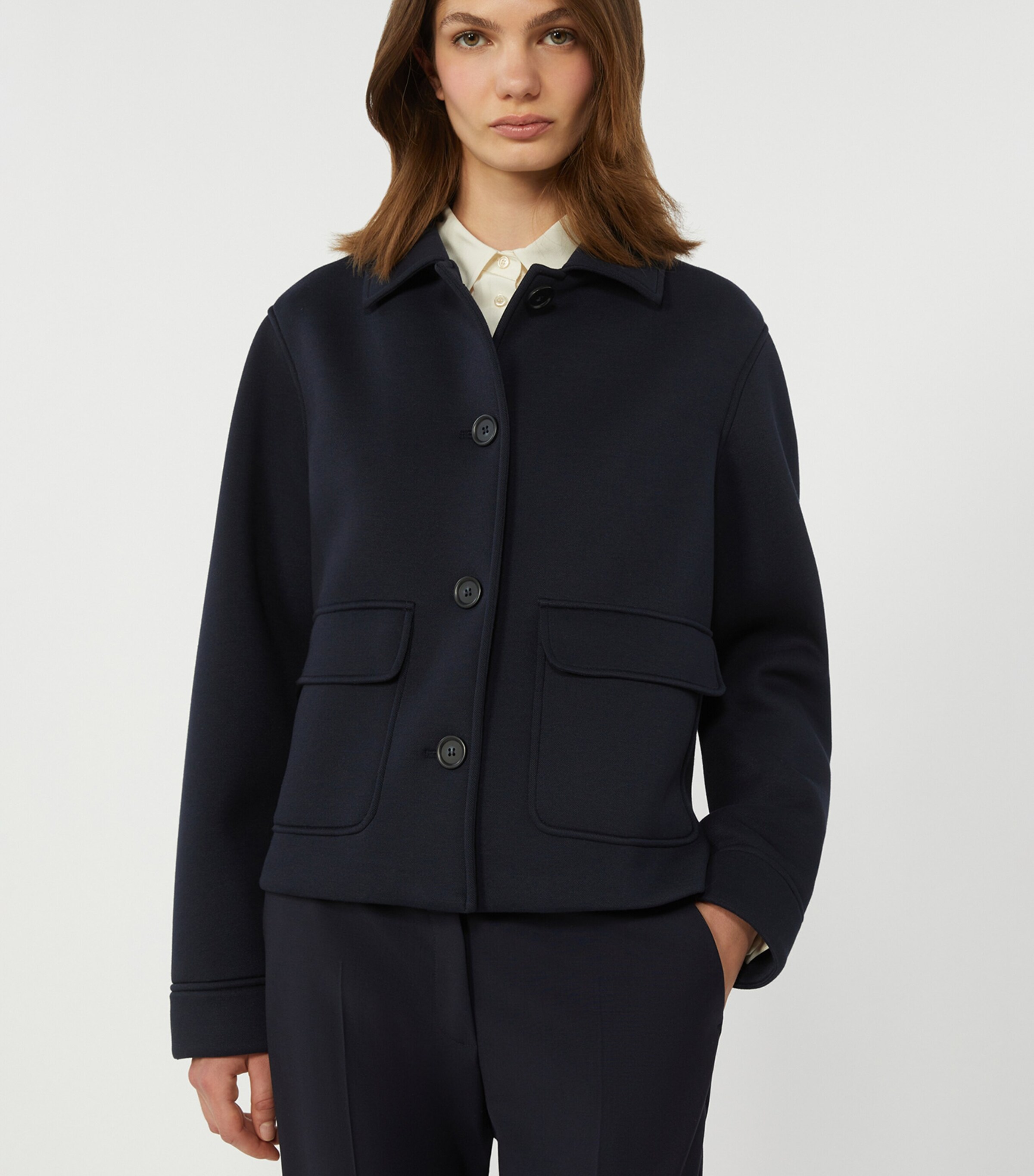 Weekend Max Mara Womens Jersey Twin-Pocket Overshirt Navy Image 5