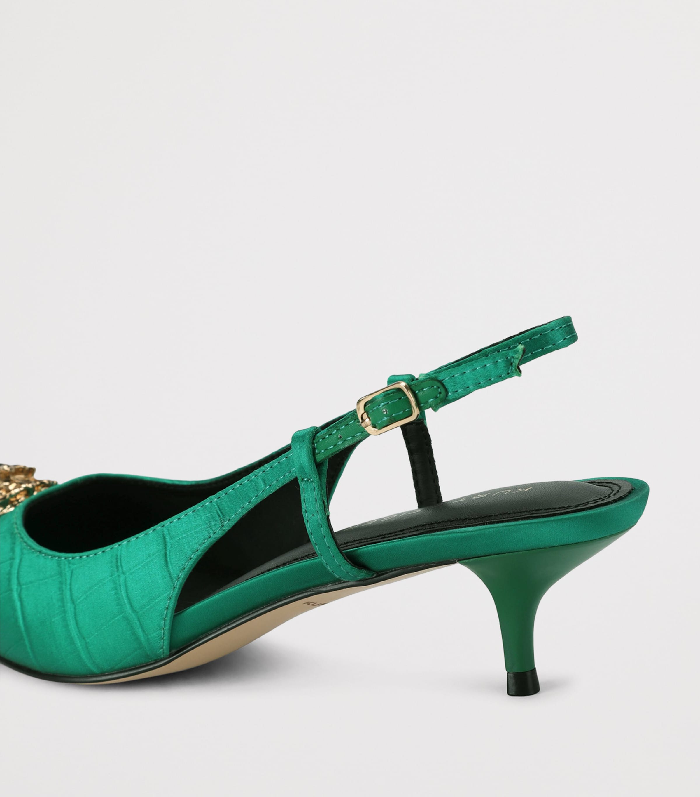 Kurt Geiger London Satin Belsize Slingbacks Green Image 3