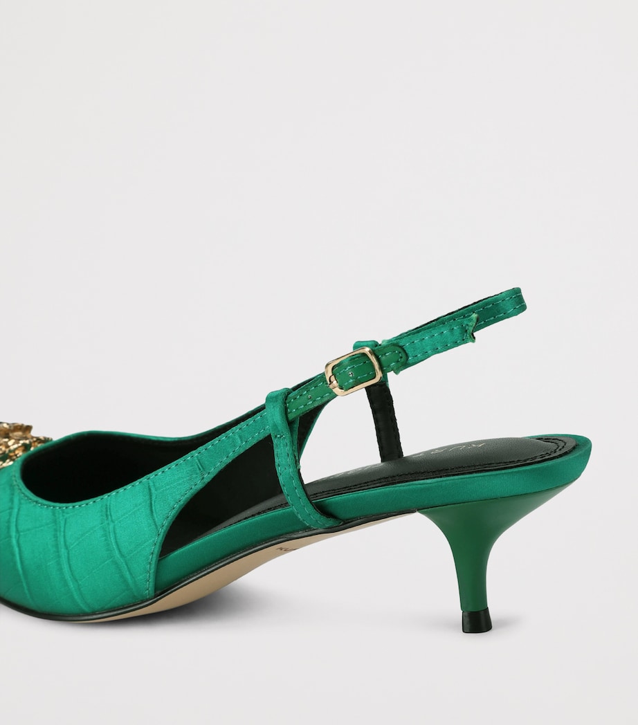 Kurt Geiger London Satin Belsize Slingbacks Green Image 3