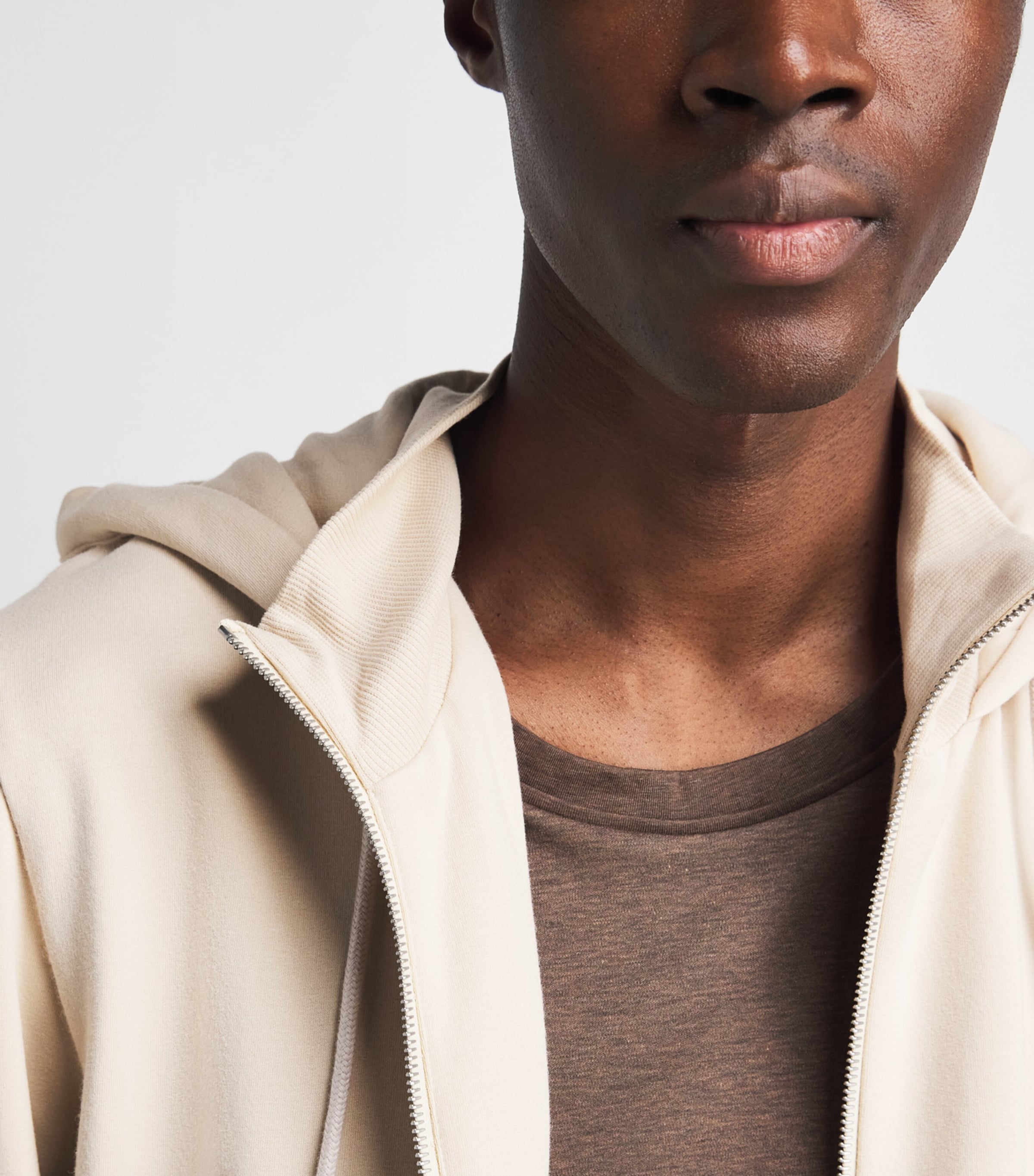 Zimmerli Mens Winter Lounge Zip-Up Hoodie Beige Image 2