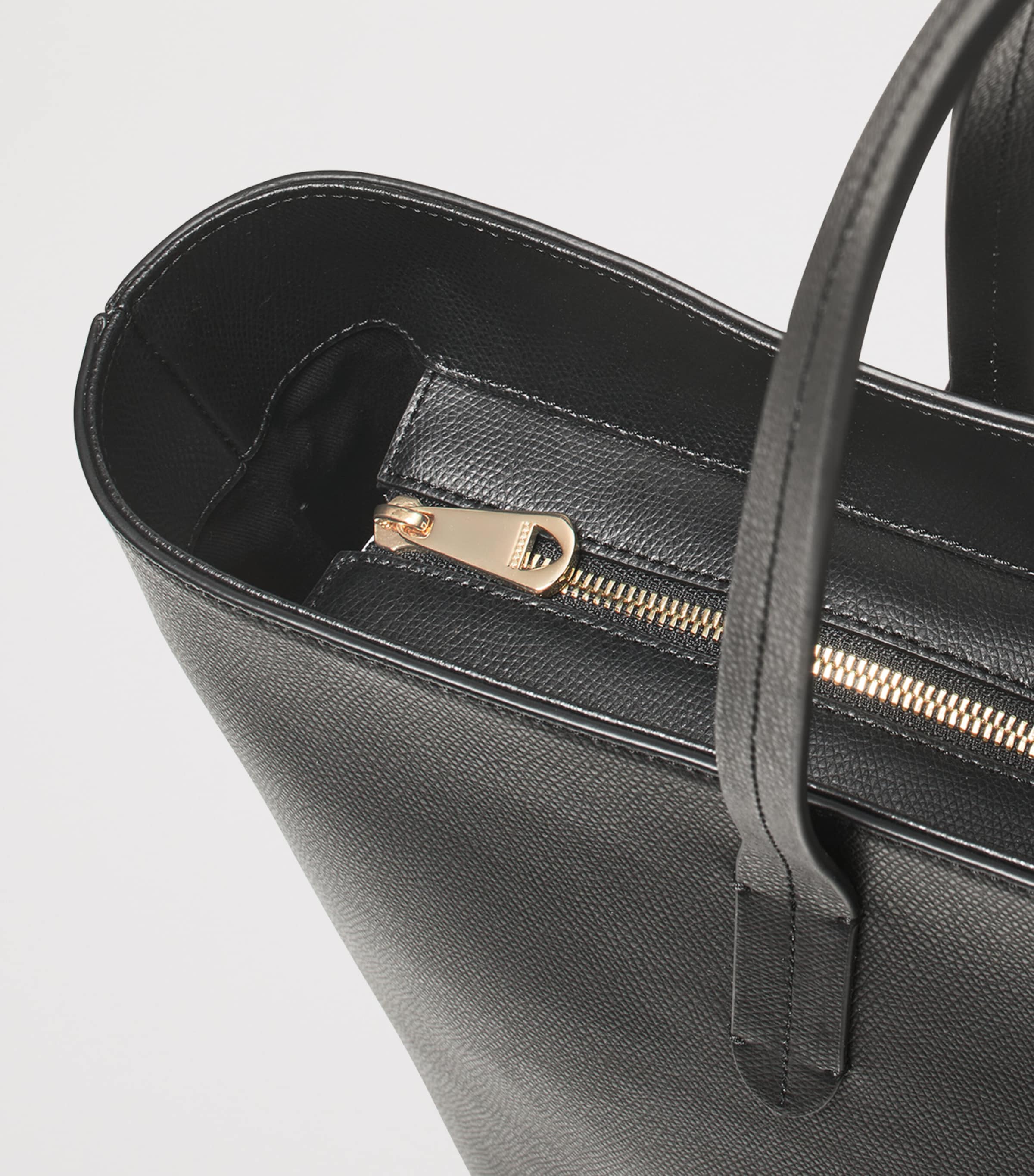 Leather East West Tote Bag BLACK Image 4