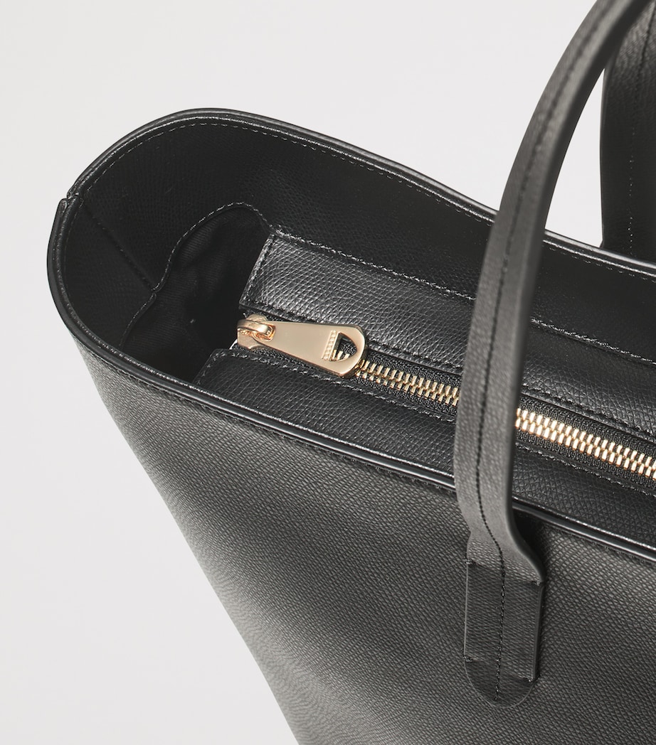 Leather East West Tote Bag BLACK Image 4