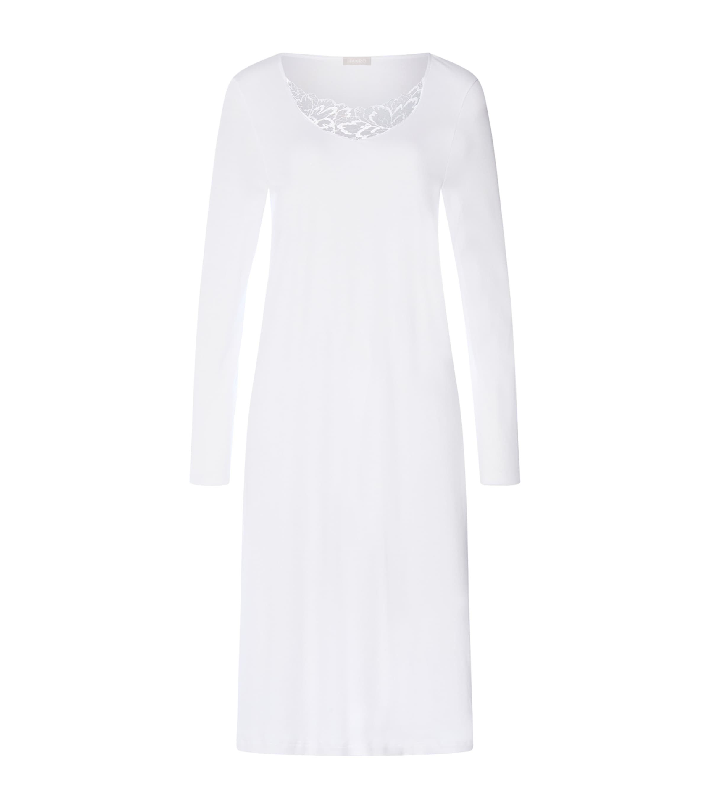 Hanro Womens Cotton Lace-Trim Belen Nightdress White Image 1