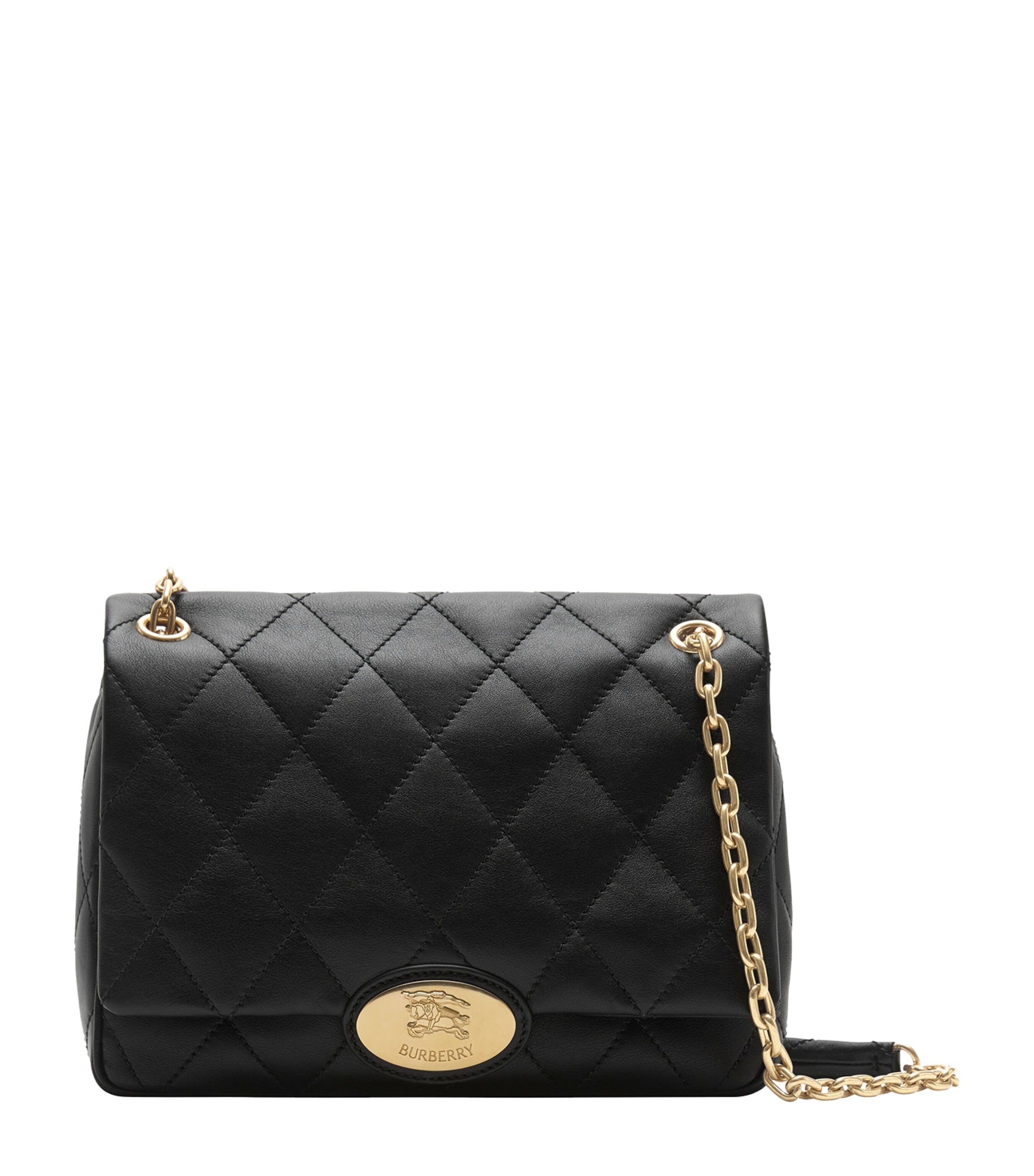 Burberry Medium Leather Strand Shoulder Bag In Black