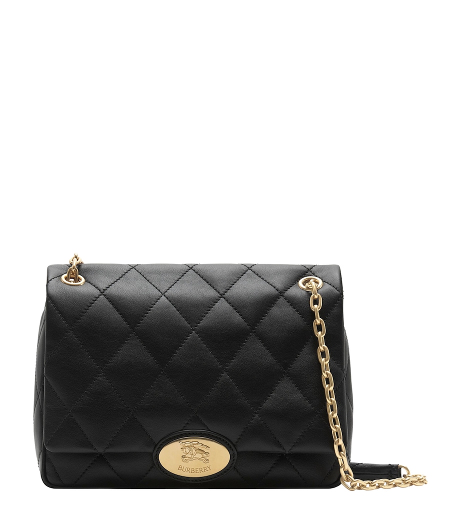 Medium Leather Strand Shoulder Bag BLACK Image 1