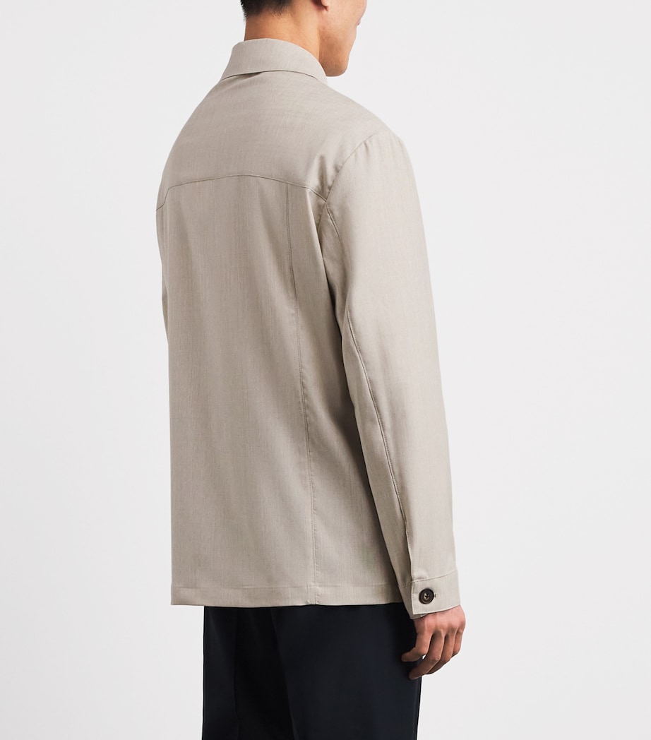 Pal Zileri Mens Stretch-Virgin Wool Overshirt Natural Image 5