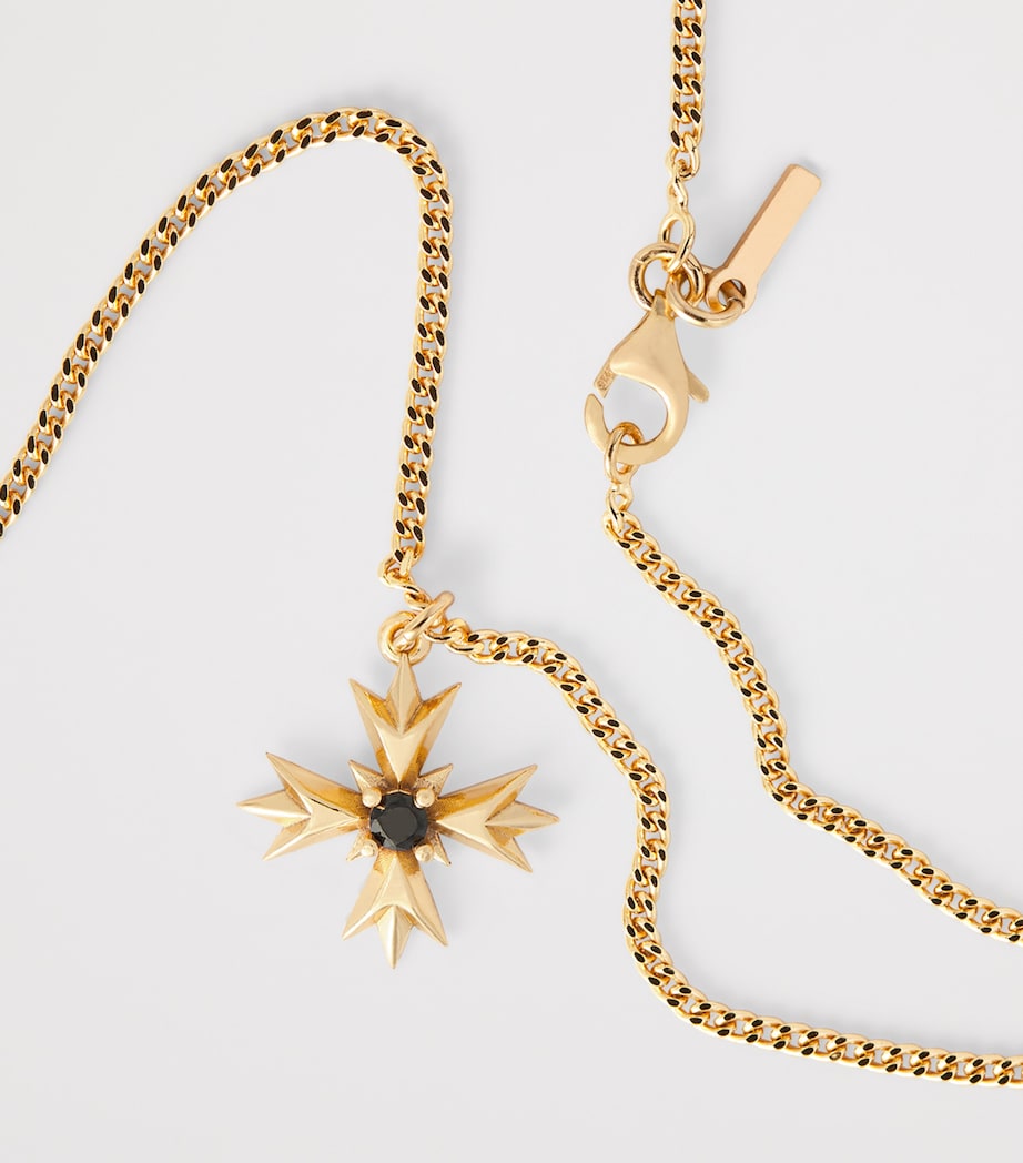 Gold-Plated Sterling Silver Crest and Crystal Necklace GOLD Image 3