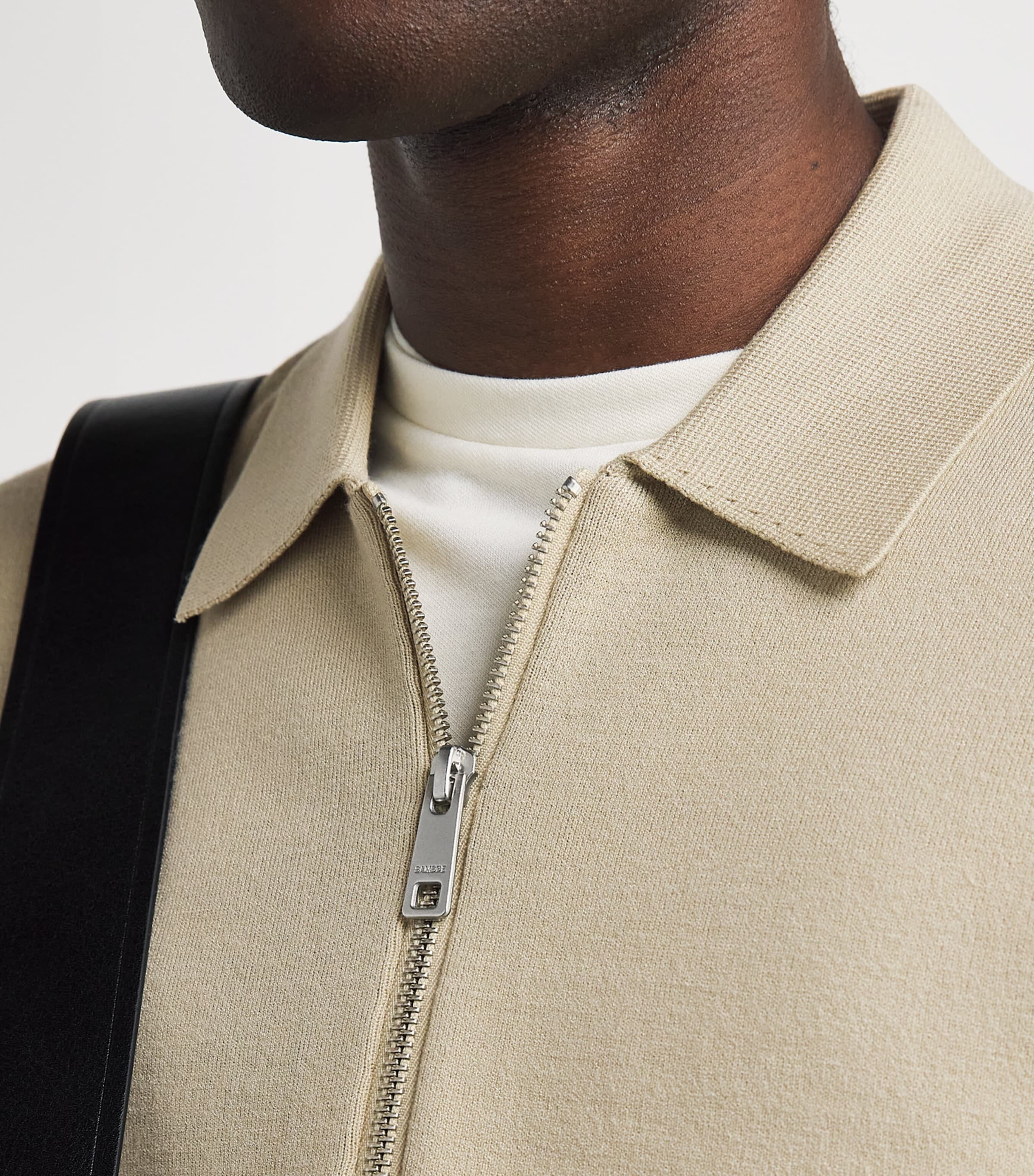 Samsøe Samsøe Mens Zip-Up Samatt Polo Sweater Tidal Foam Image 3