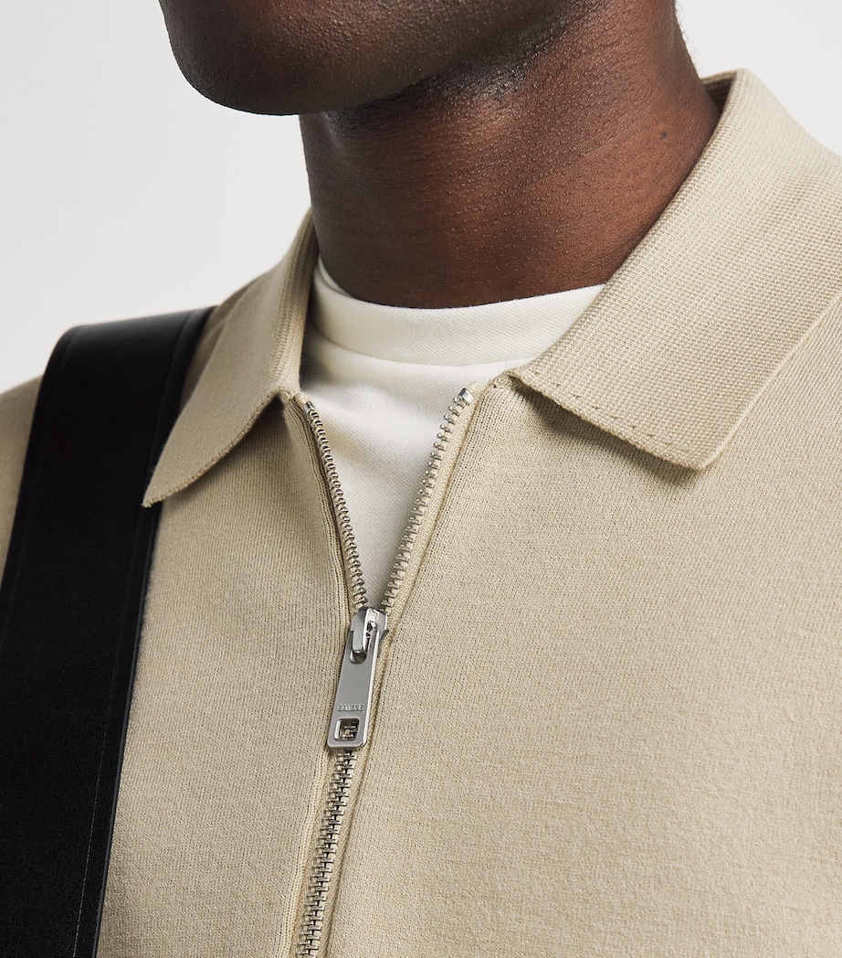 Samsøe Samsøe Mens Zip-Up Samatt Polo Sweater Tidal Foam Image 3