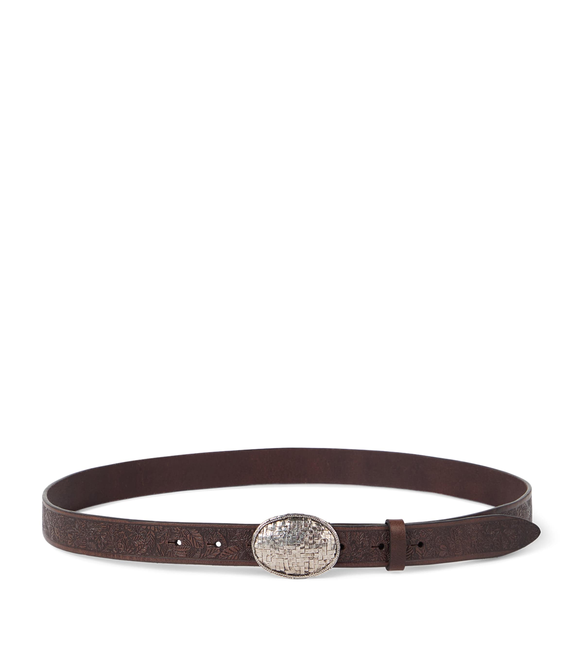 Brunello Cucinelli Leather Braided Buckle Belt In Brown