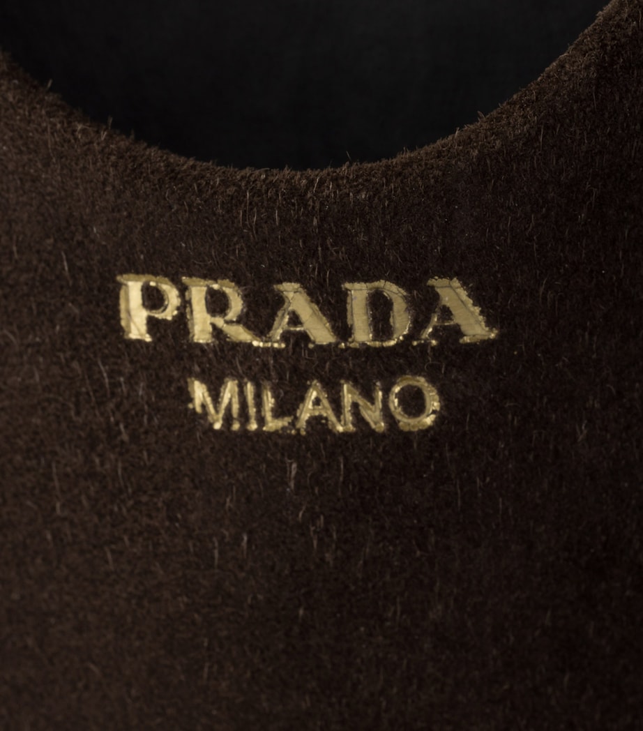 Prada Womens Suede Slingback Flats Brown Image 5