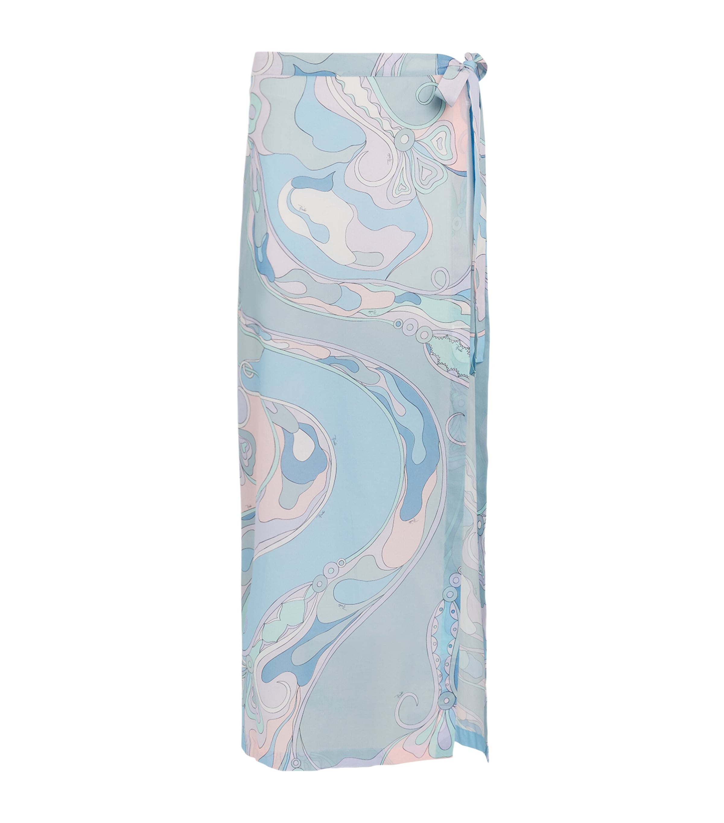 Pucci Cotton Orchidee Wrap Skirt In Blue