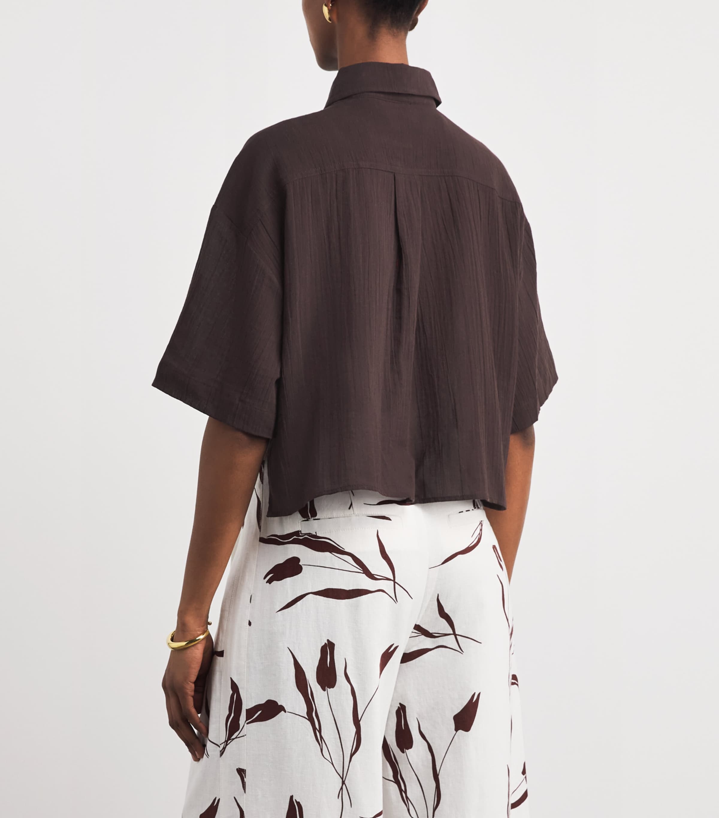 ME+EM Womens Cotton Tie-Front Beach Shirt Cocoa Brown Image 5