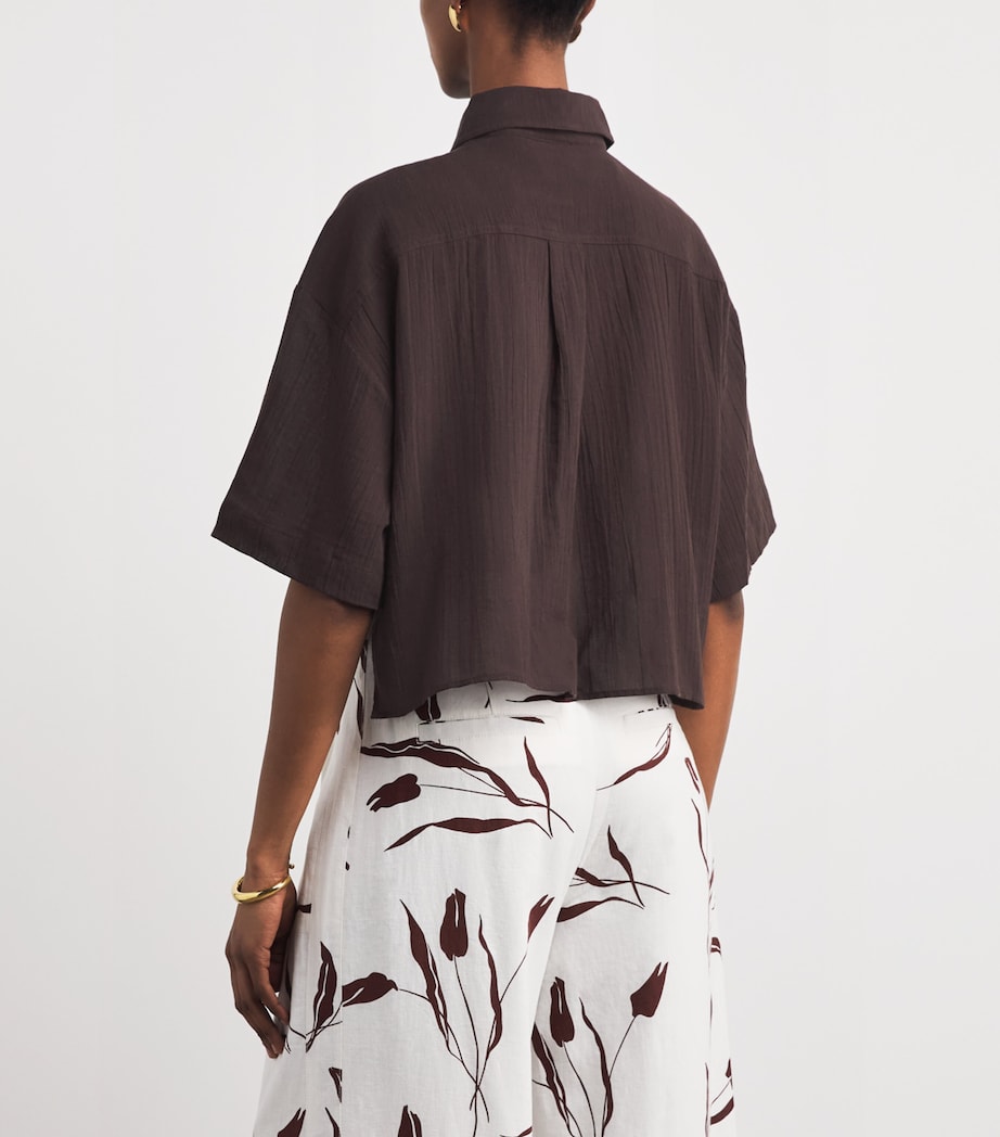 ME+EM Womens Cotton Tie-Front Beach Shirt Cocoa Brown Image 5