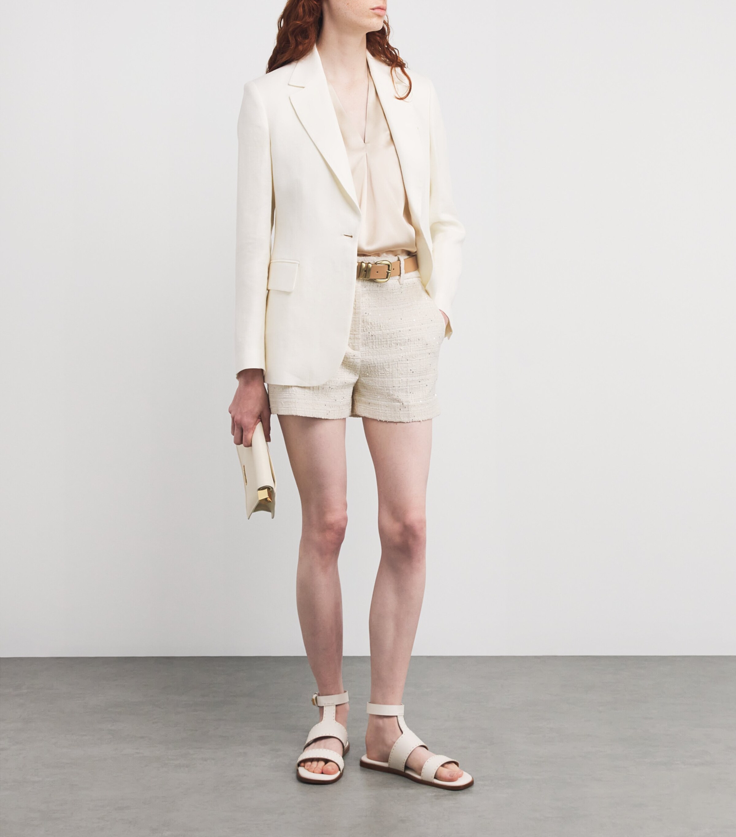 Tweed Sequinned Shorts PANNA Image 2