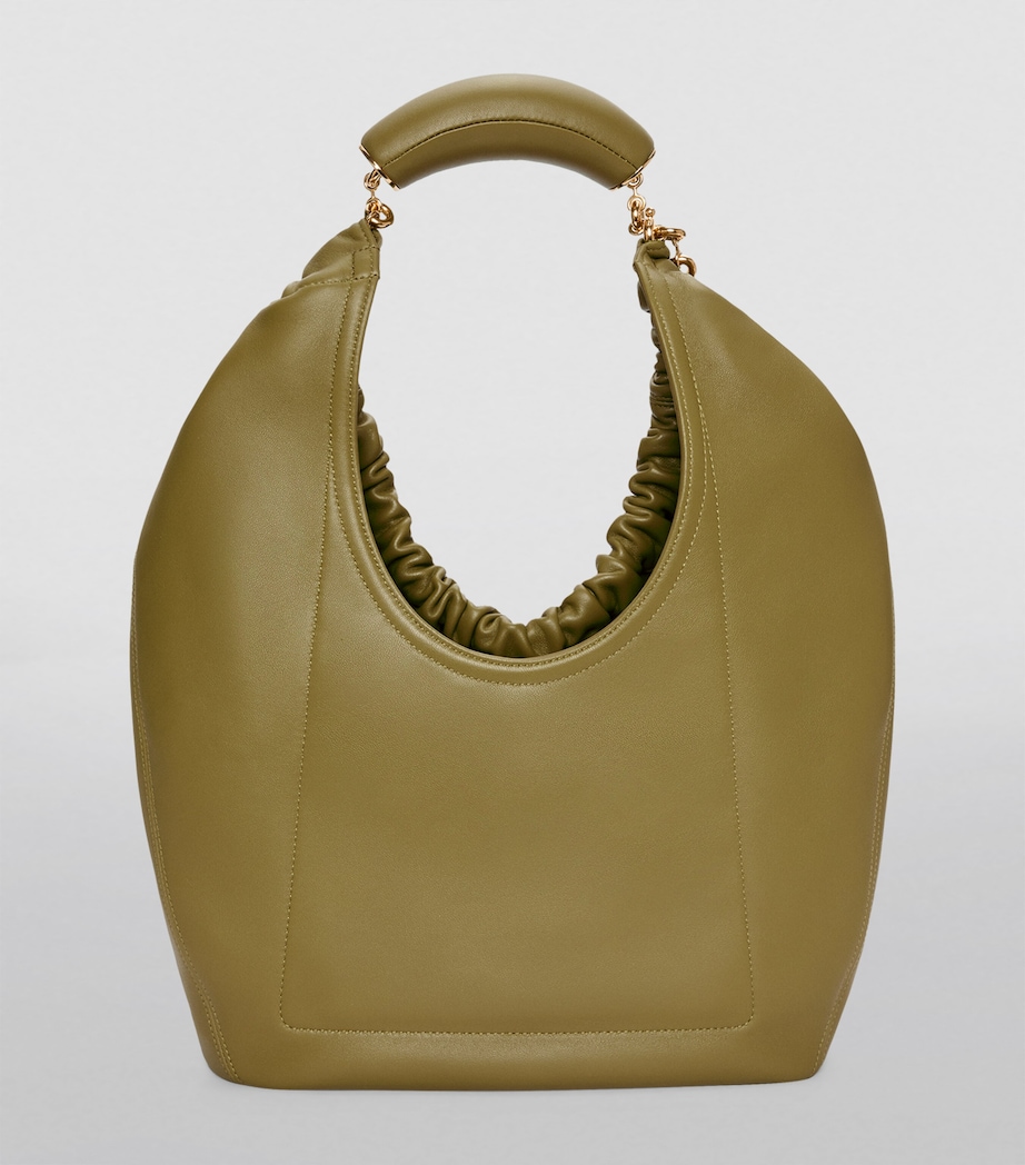 Medium Leather Squeeze Top-Handle Bag OLIVE Image 4