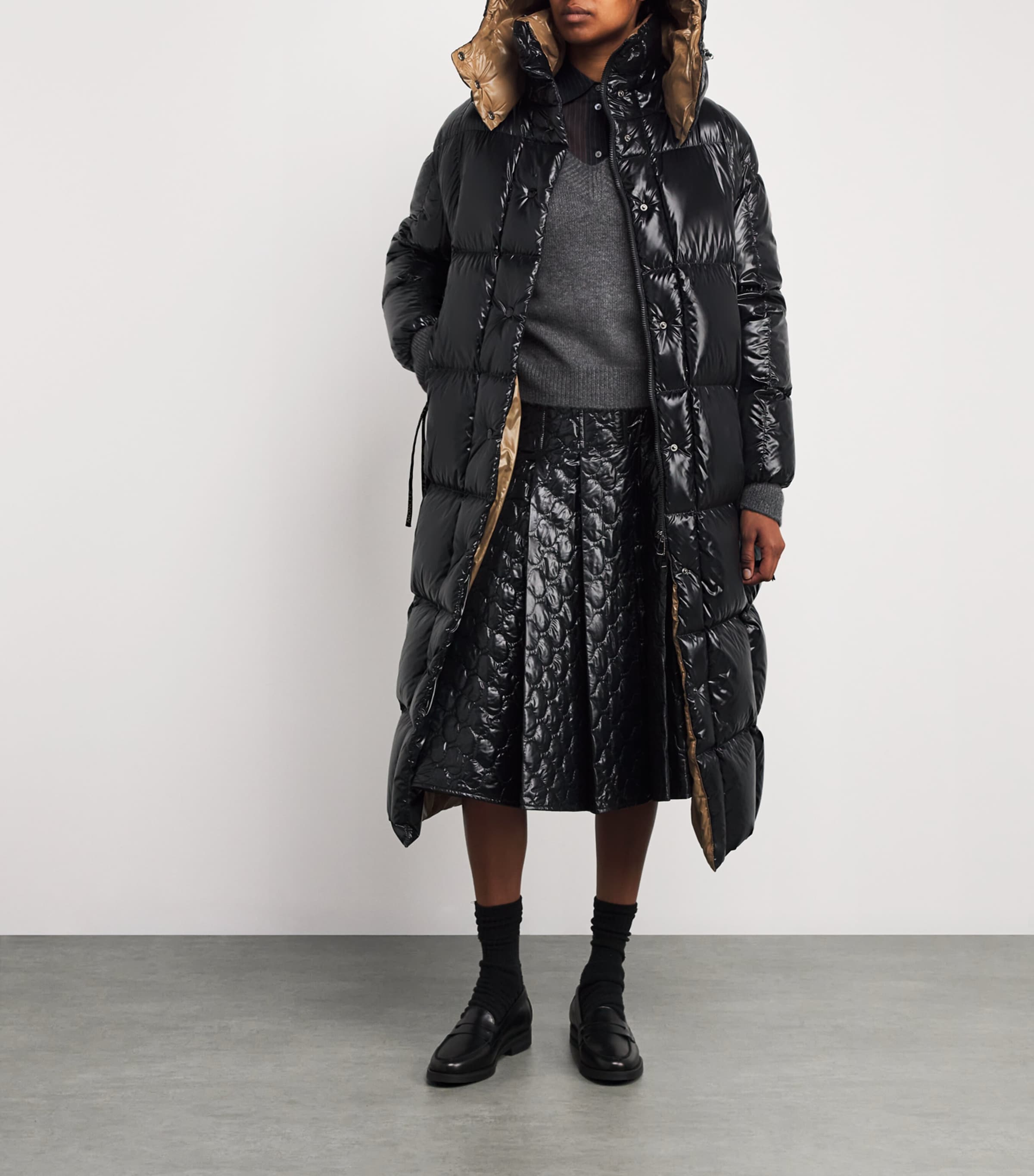 Moncler Black Down Hooded Parnaiba Coat | Harrods US