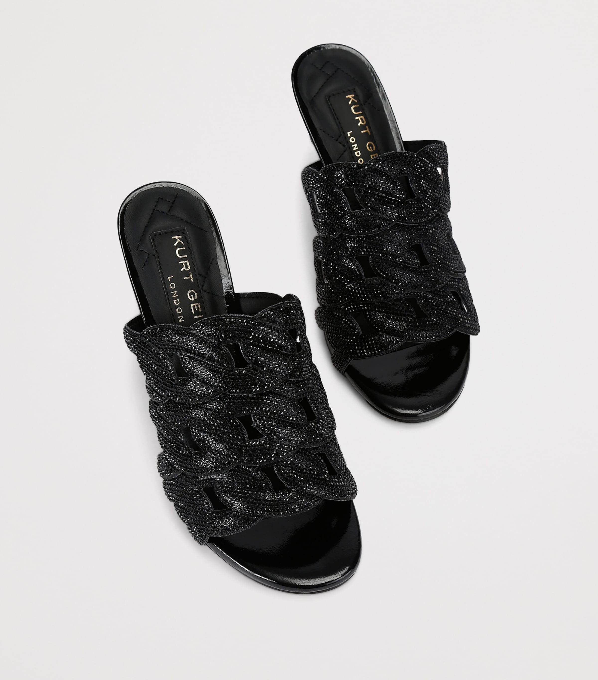 Leather Embellished Chain Heeled Mules 85 BLACK Image 4