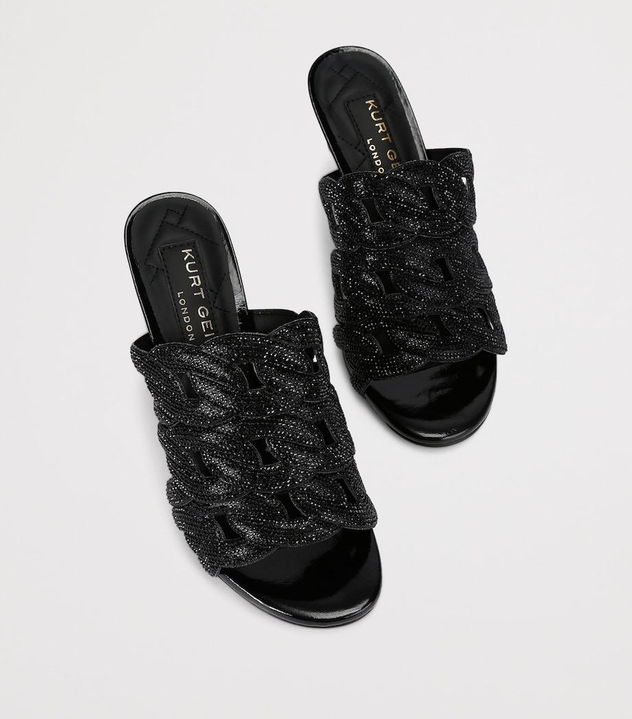 Leather Embellished Chain Heeled Mules 85 BLACK Image 4