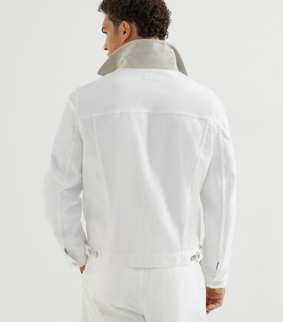 Denim Leather-Collar Jacket CTI79 Image 5