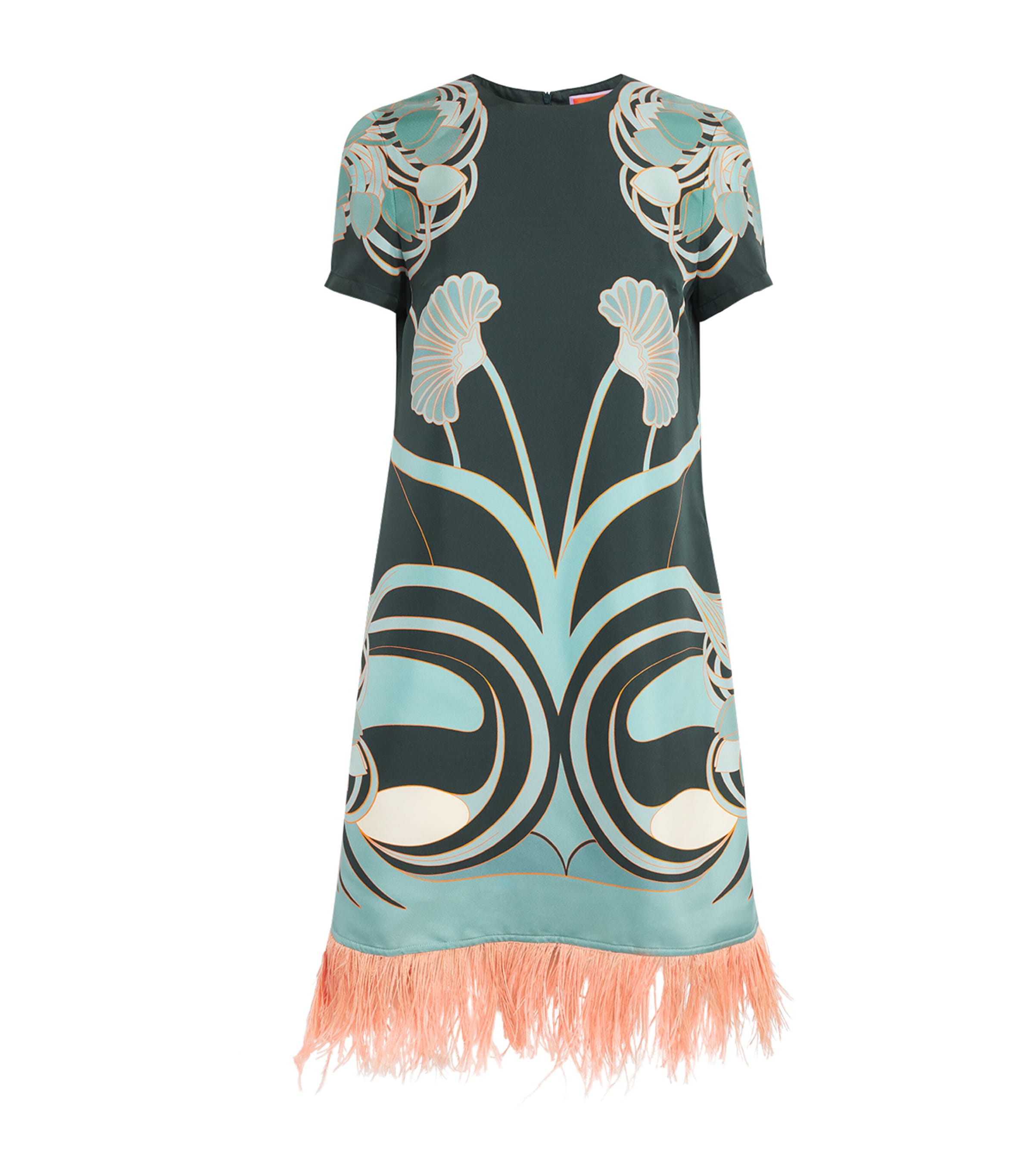 La Doublej Womens Silk Ostrich-Feather Mini Dress Tulp Plac Image 1