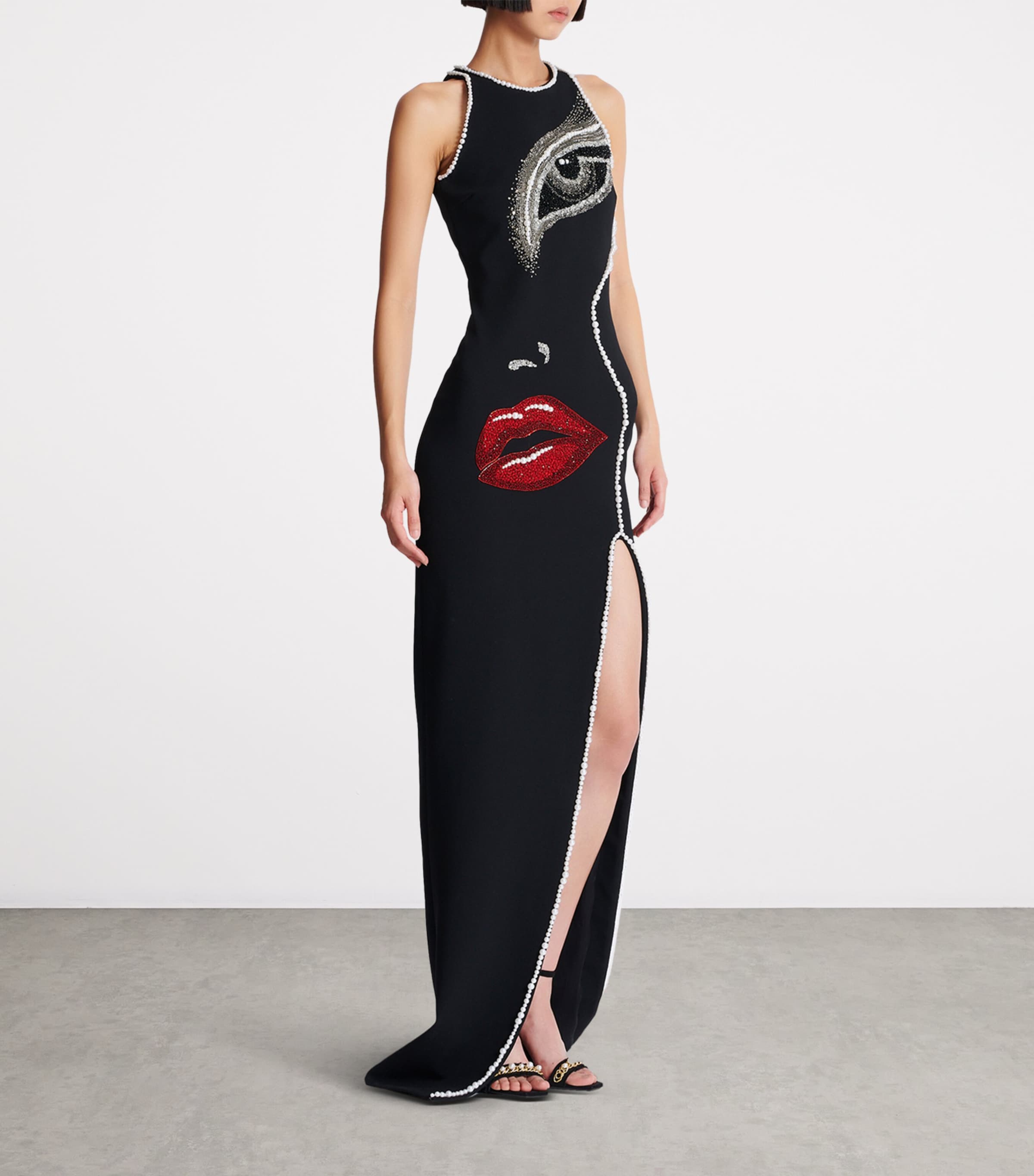 Embellished Face Maxi Dress EJR BLACK Image 7