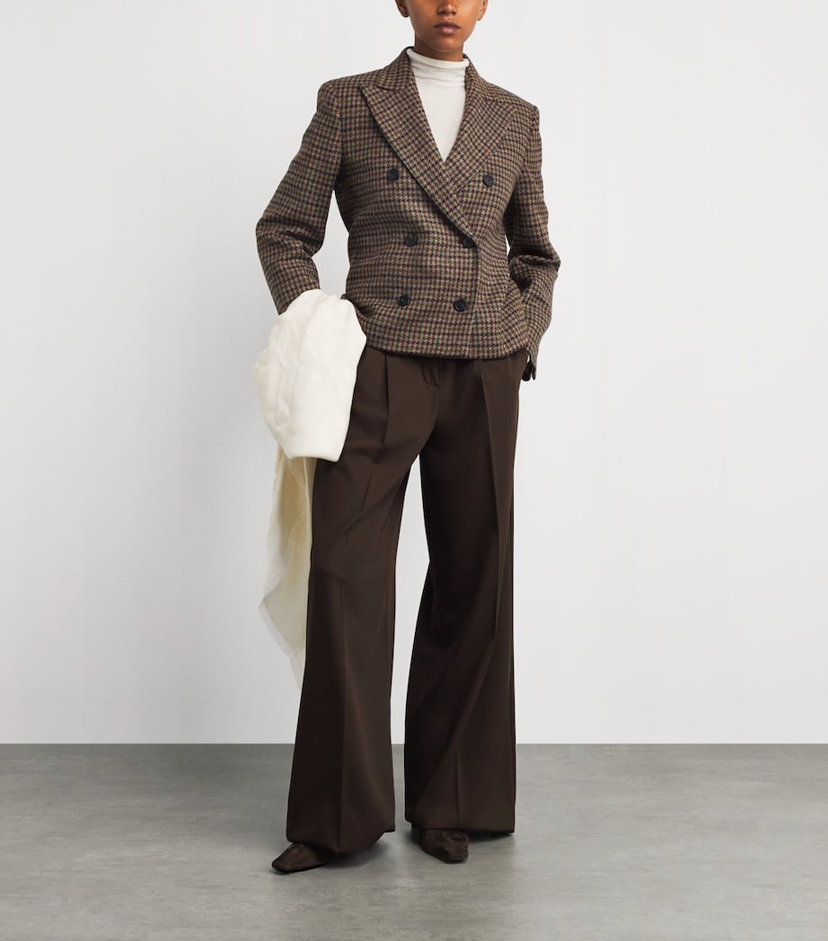 Stretch Wool Double-Breasted Blazer WINE-COLOURED Image 2