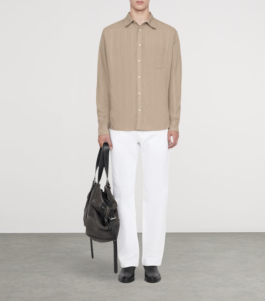 AllSaints Mens Stripe Duke Shirt Mortar Brown Image 2