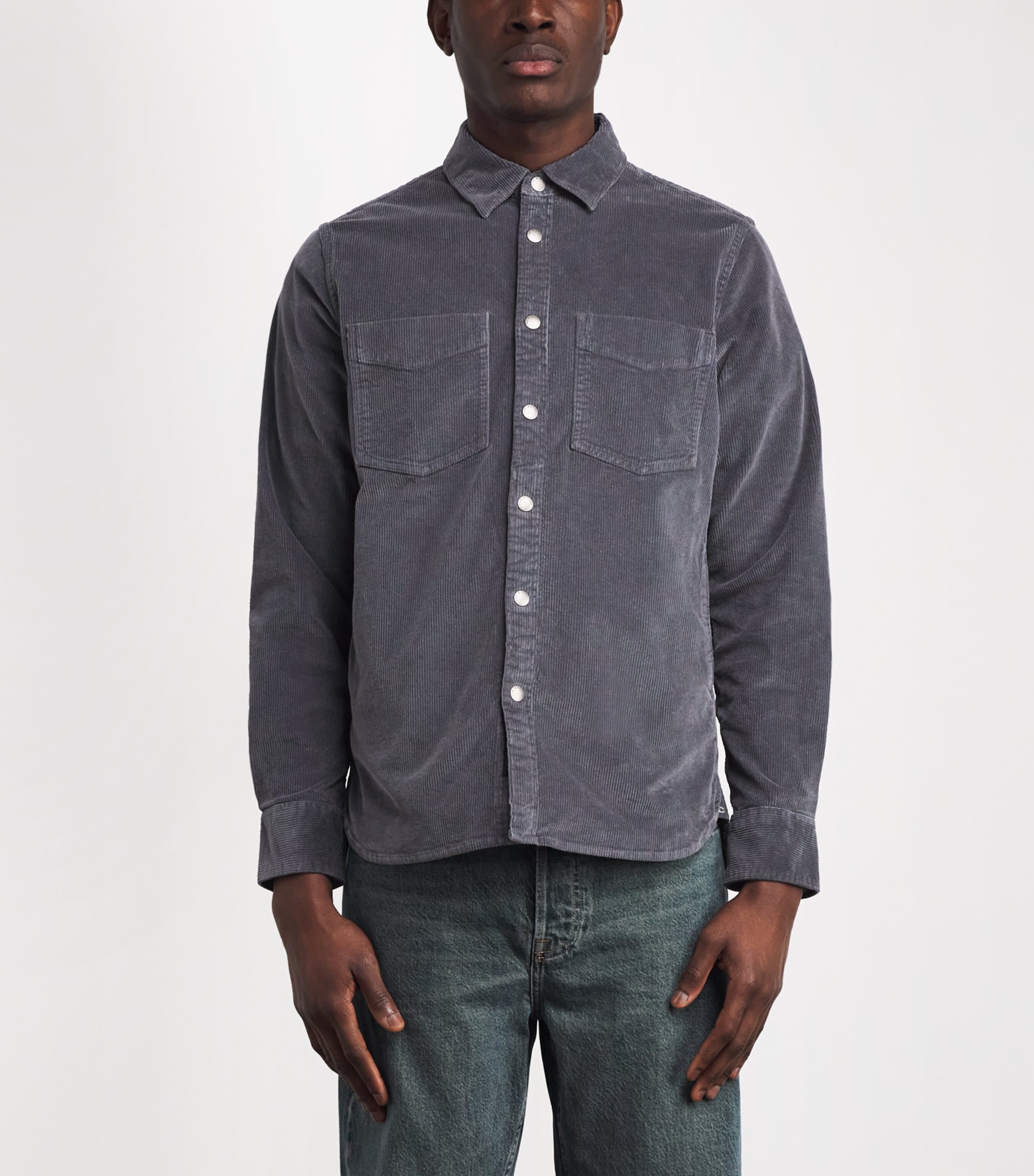 Stretch-Cotton Corduroy CPO Overshirt SLATE Image 3