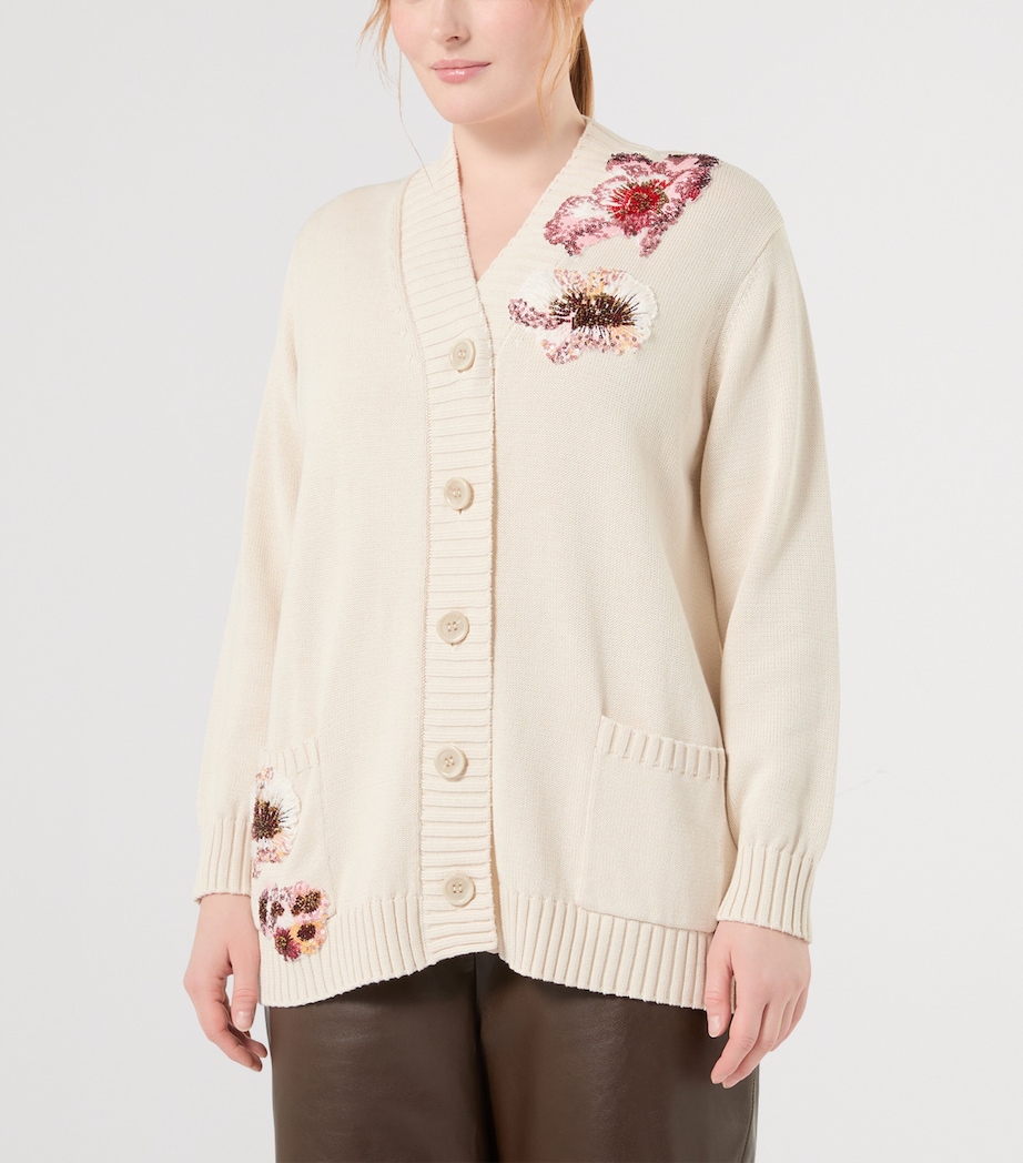 Marina Rinaldi Womens Cotton Sequin Cardigan White Image 3