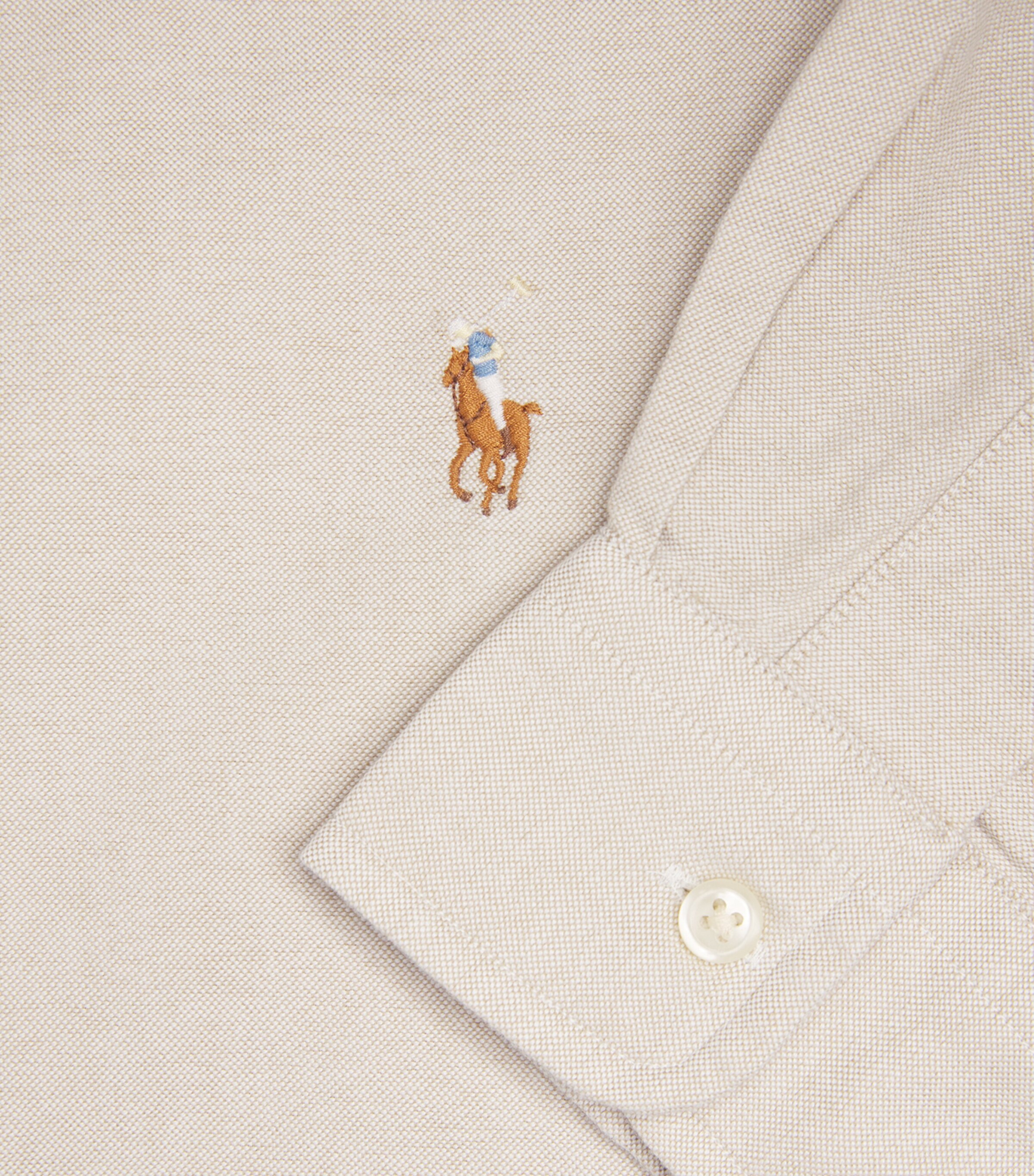 Polo Ralph Lauren Mens Cotton Oxford Shirt Beige/khaki Image 5