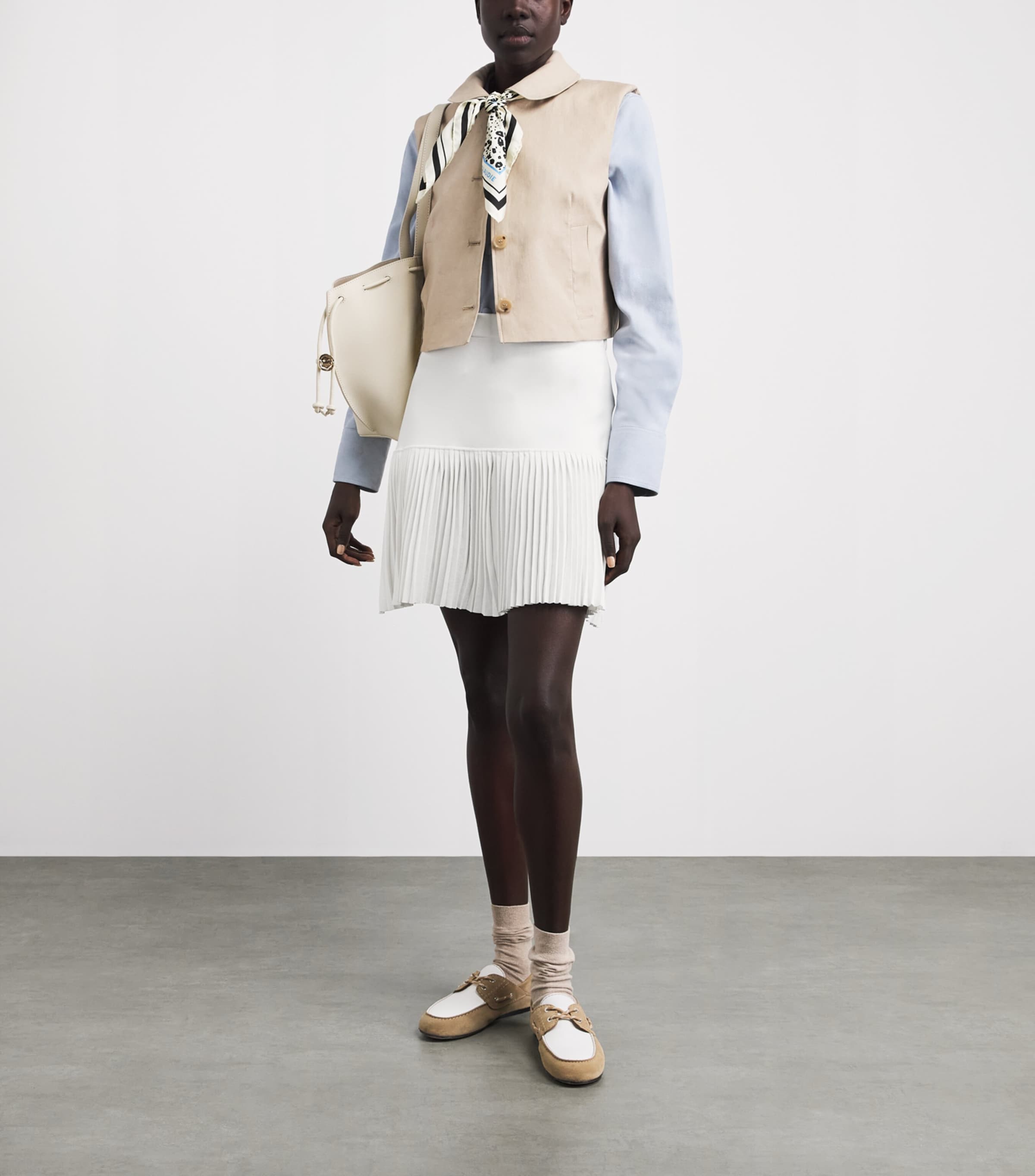 Claudie Pierlot Womens Pleated Mini Skirt Ecru Image 2