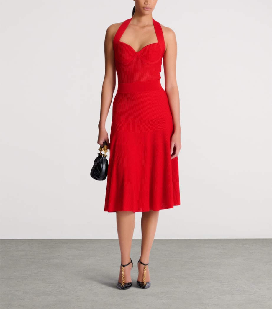 Halterneck Knit Midi Dress 3GK ROUGE Image 3